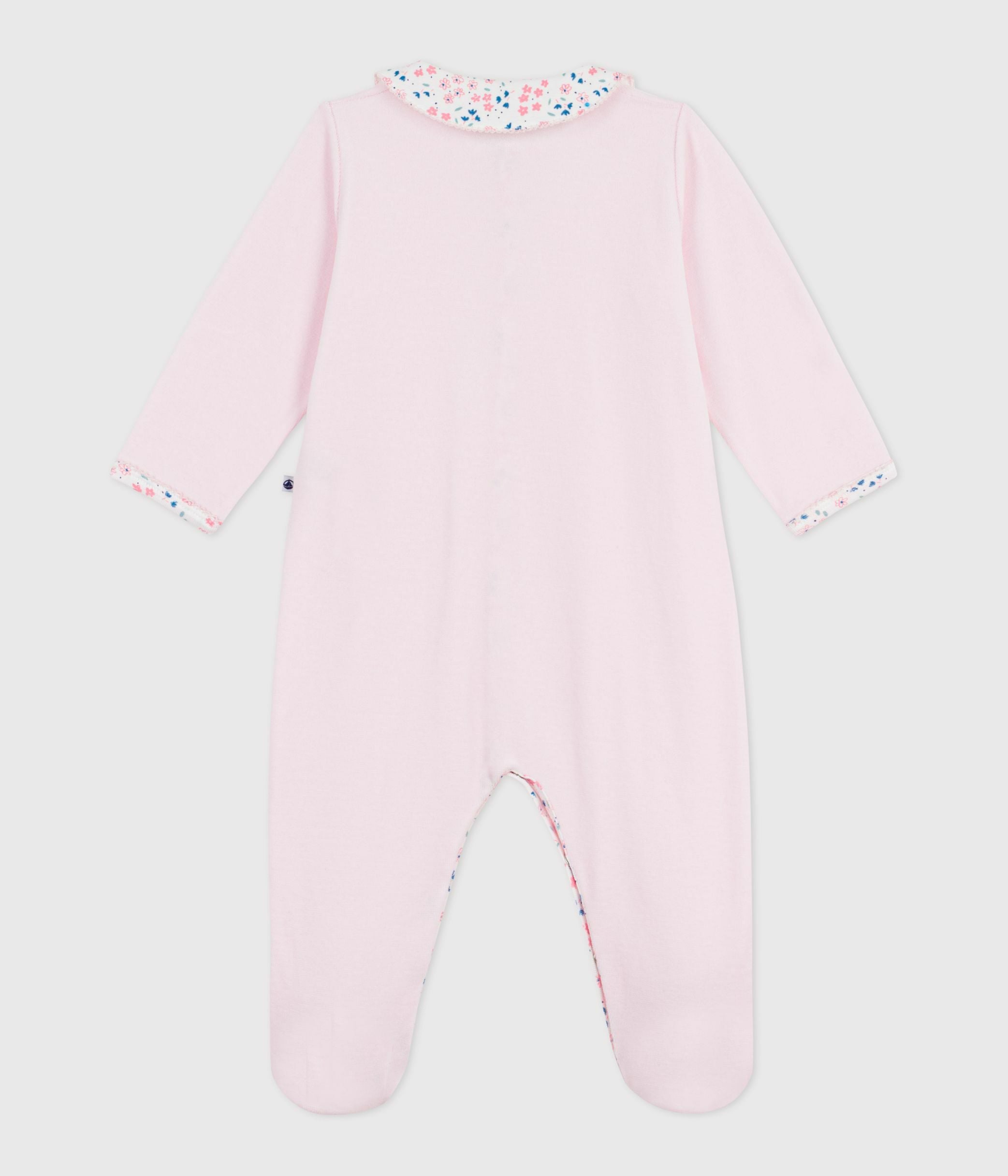 pyjama-bébé-en-velours-uni-à-col