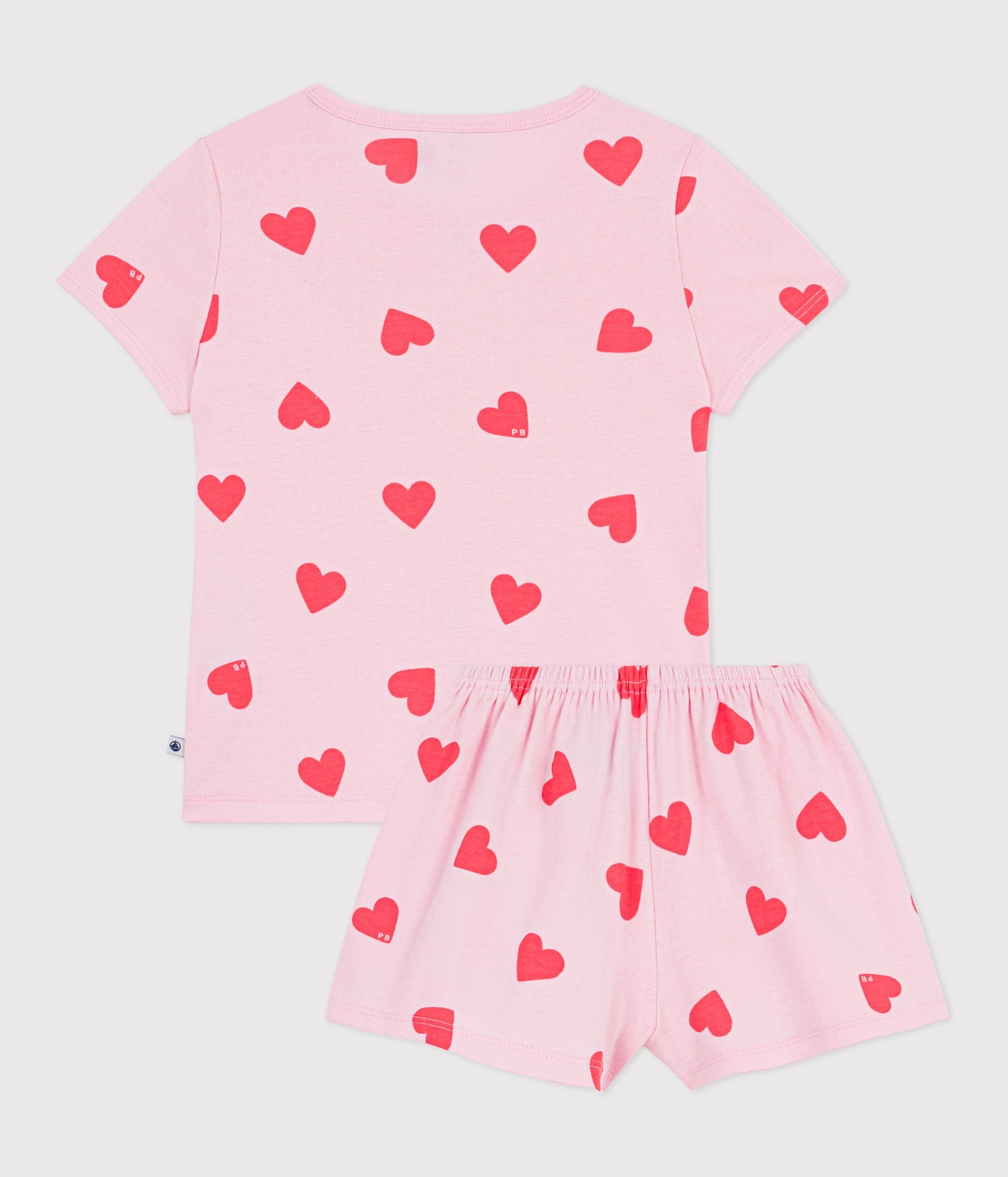 pyjama-short-enfant-en-coton-imprimé-coeurs