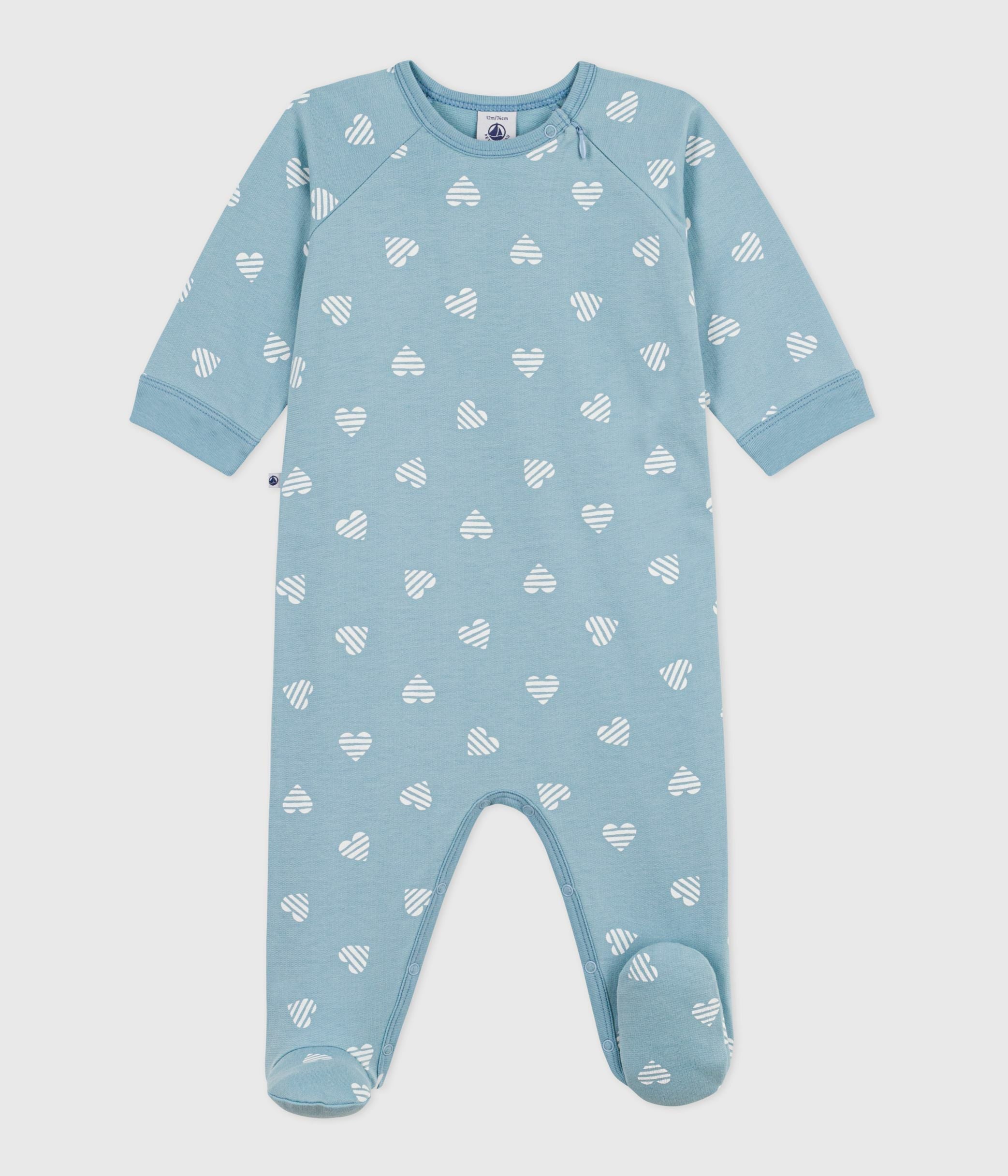 pyjama-bébé-en-molleton-gratté-imprimé-coeurs