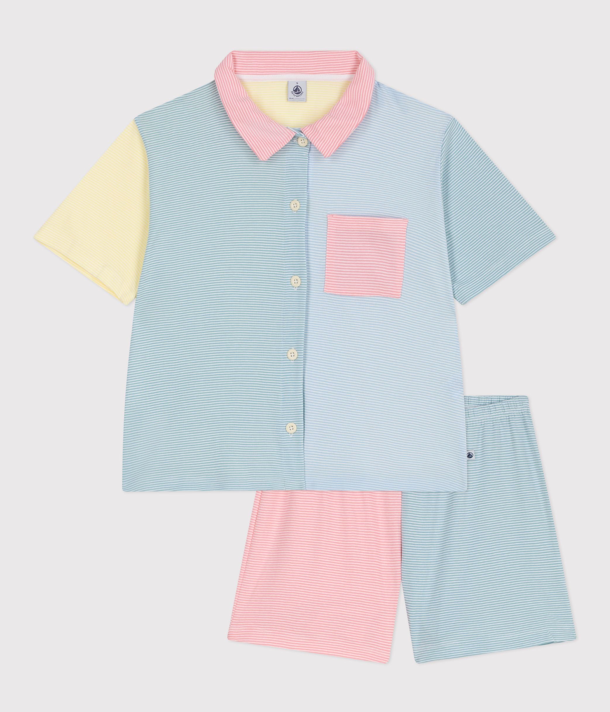 pyjama-short-boutonné-femme-en-coton-à-rayures