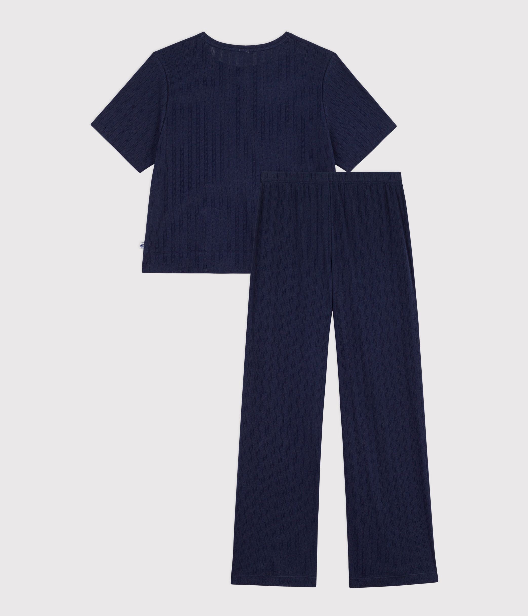 pyjama-manches-courtes-femme-en-coton-ajouré
