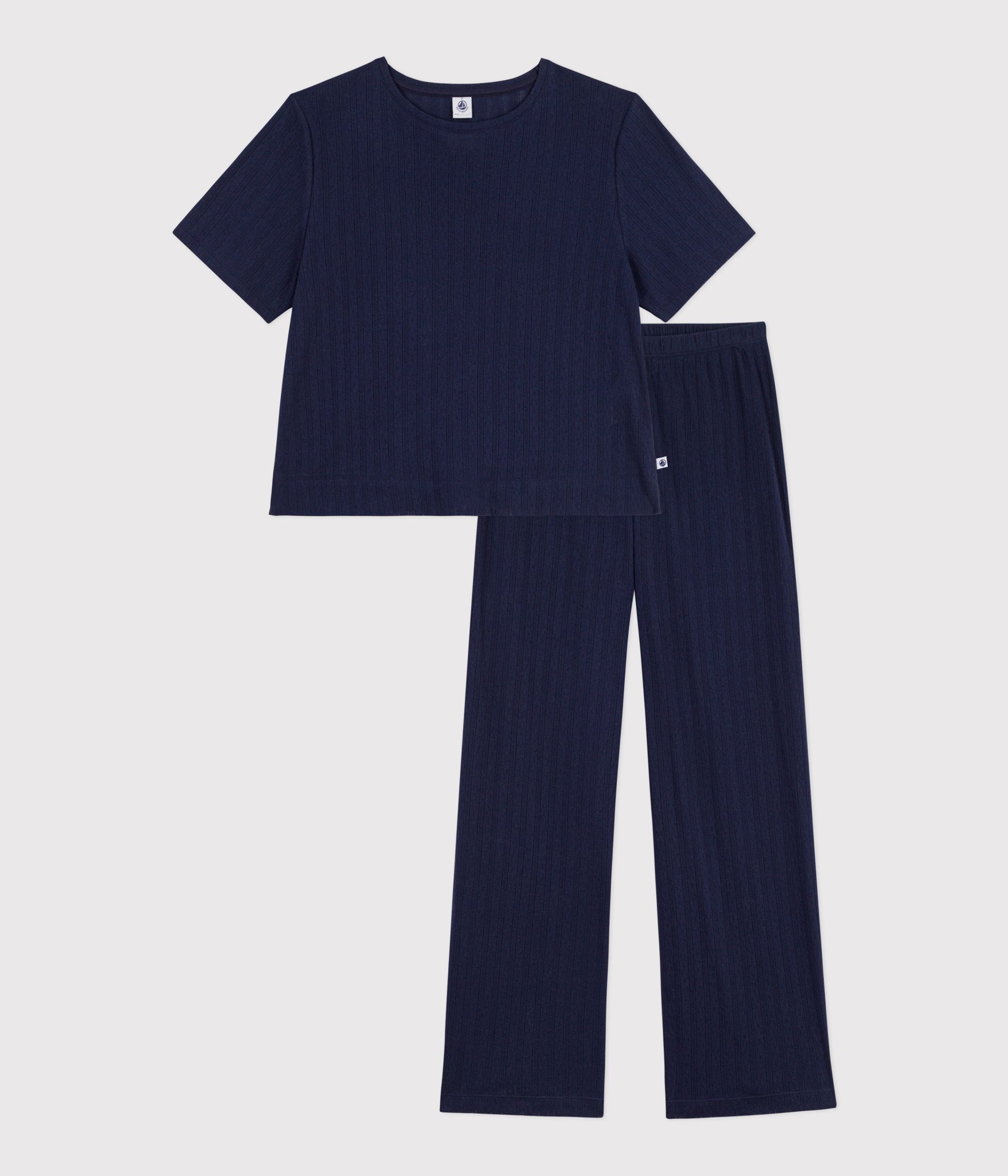 pyjama-manches-courtes-femme-en-coton-ajouré