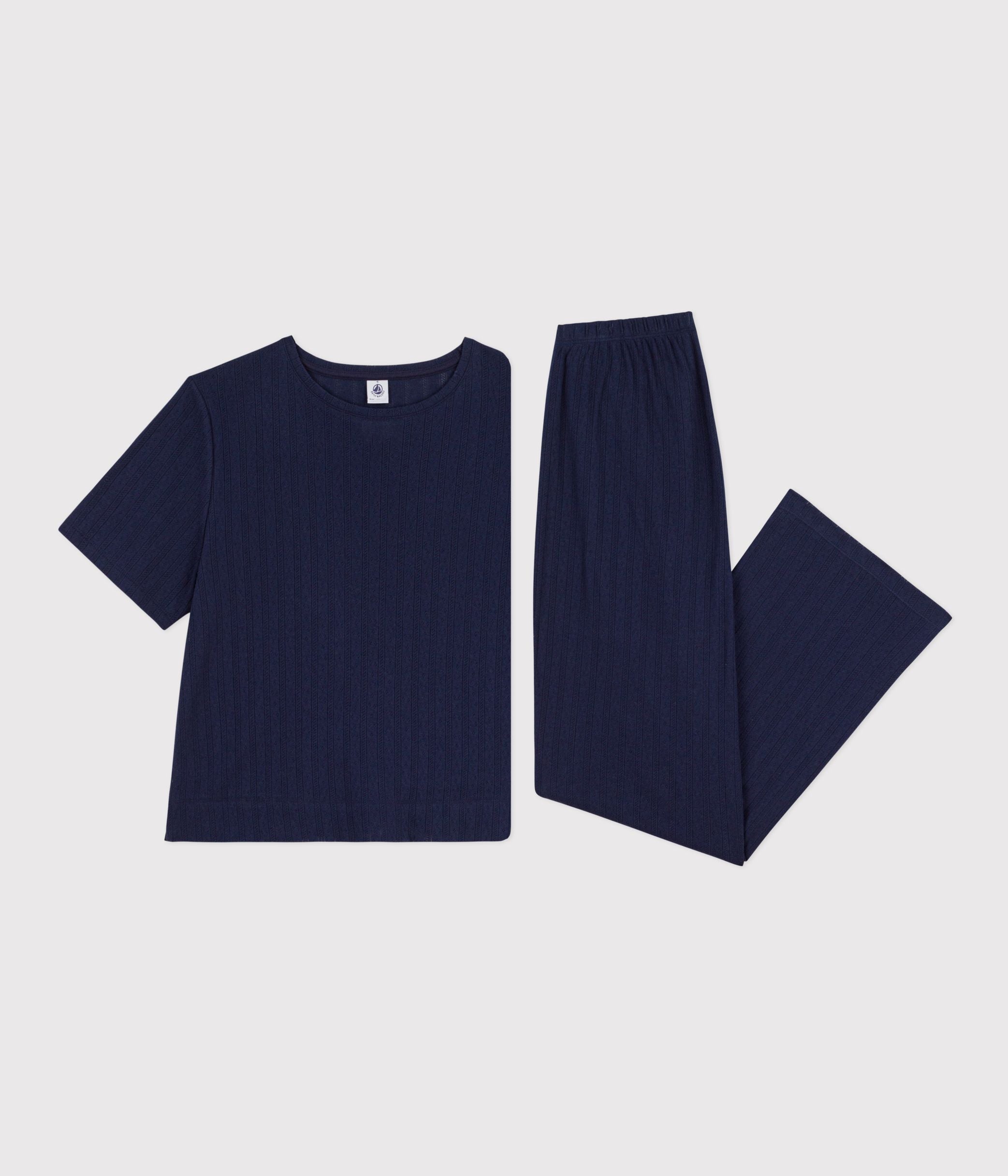 pyjama-manches-courtes-femme-en-coton-ajouré