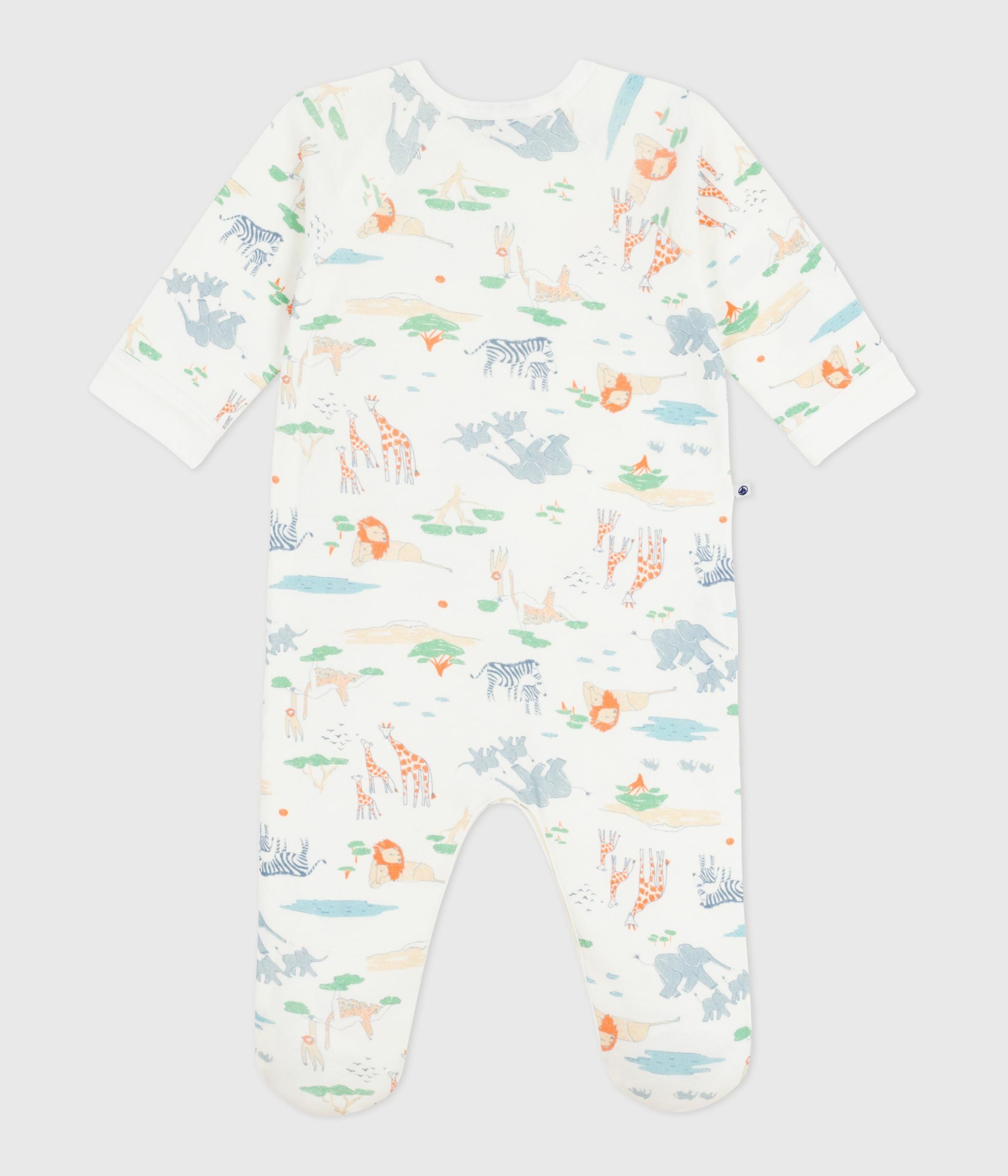 pyjama-bébé-en-coton-avec-zip-imprimé-savane