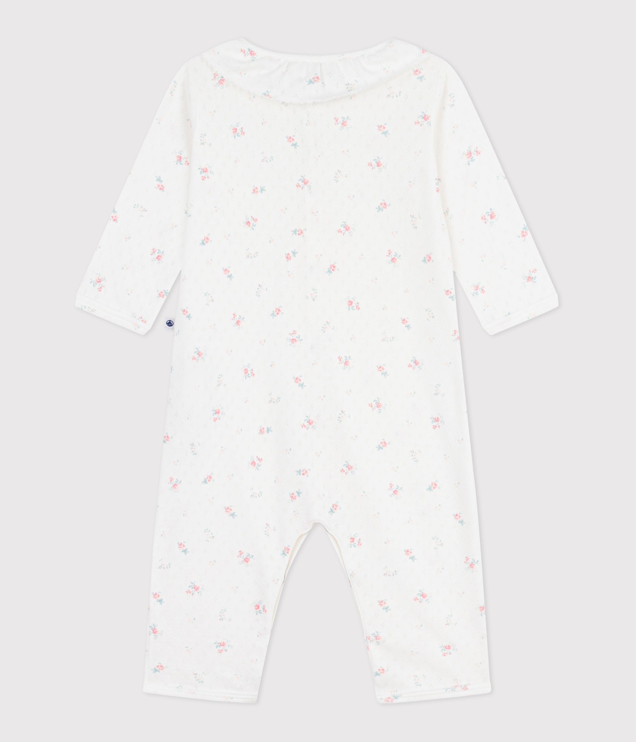 pyjama-bébé-en-coton-ajouré-sans-pieds-avec-col-imprimé-fleuri