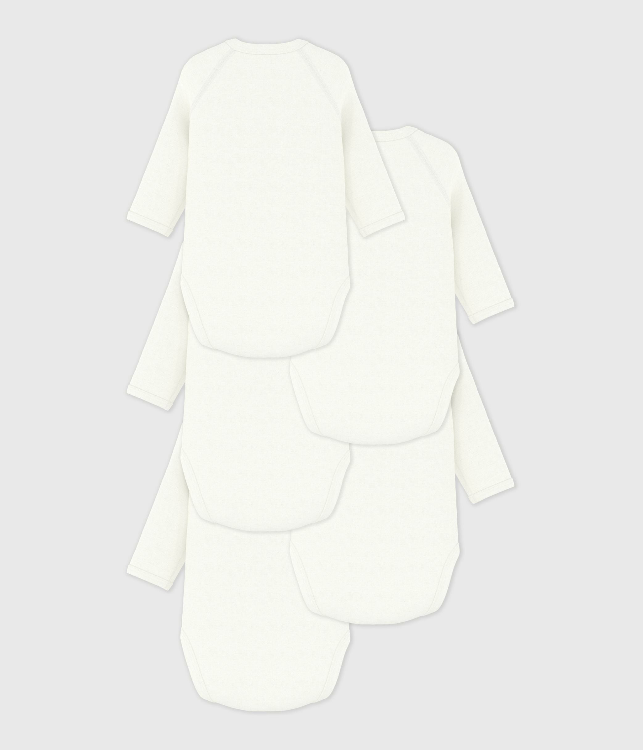 lot-de-5-bodies-croisés-manches-longues-en-coton-uni-bébé
