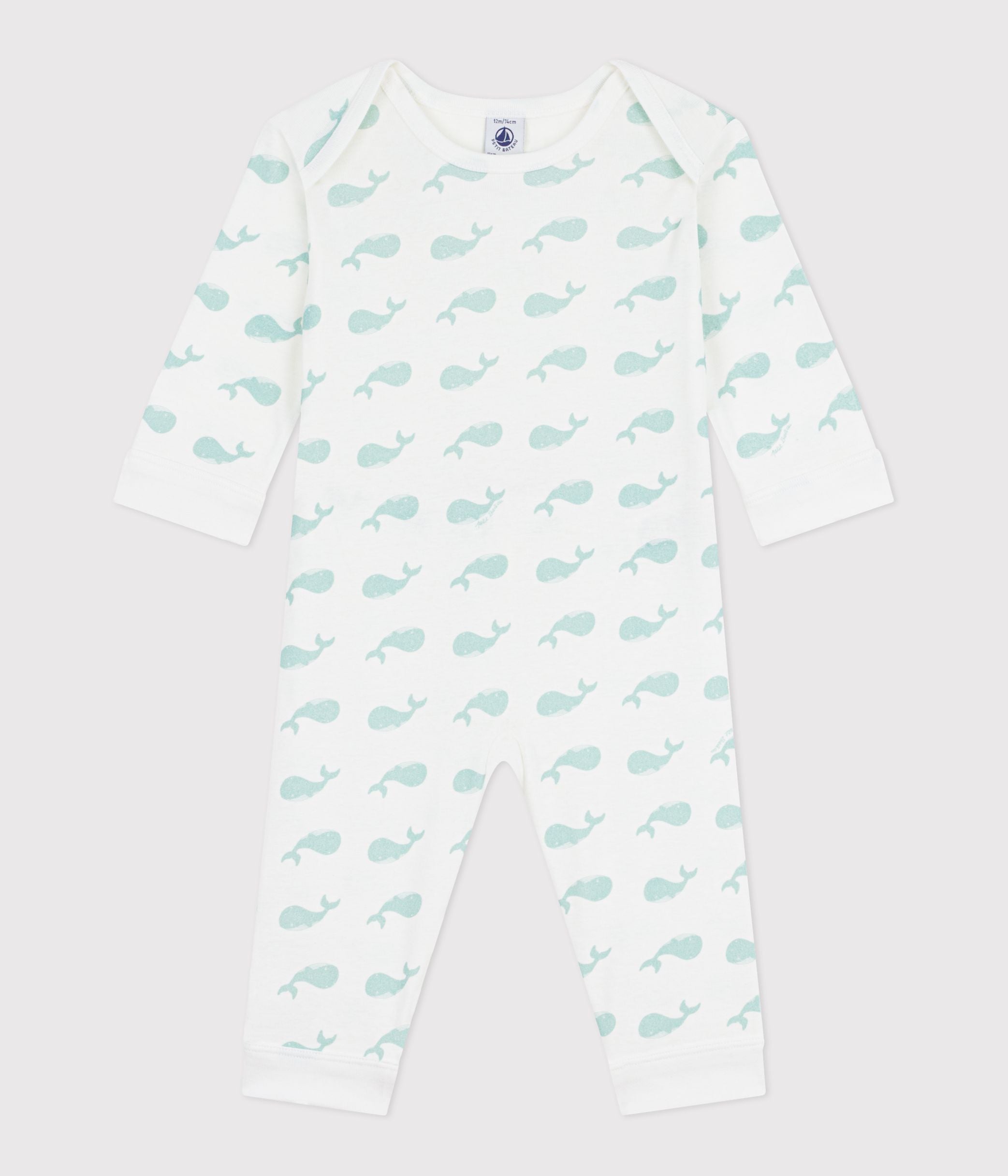 pyjama-bébé-en-coton-sans-pieds-imprimé-baleines