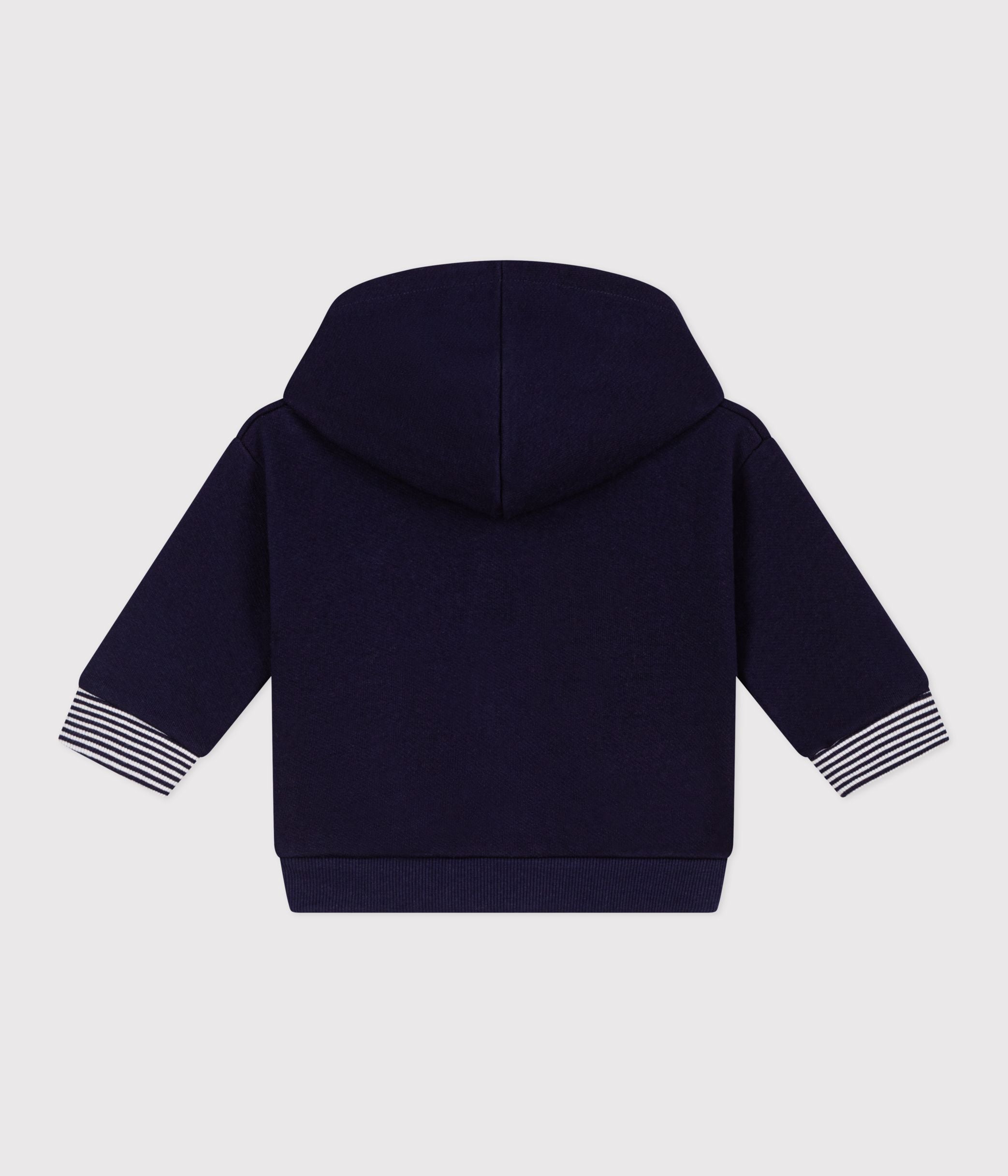 sweatshirt-à-capuche-bébé-en-coton-détails-rayés