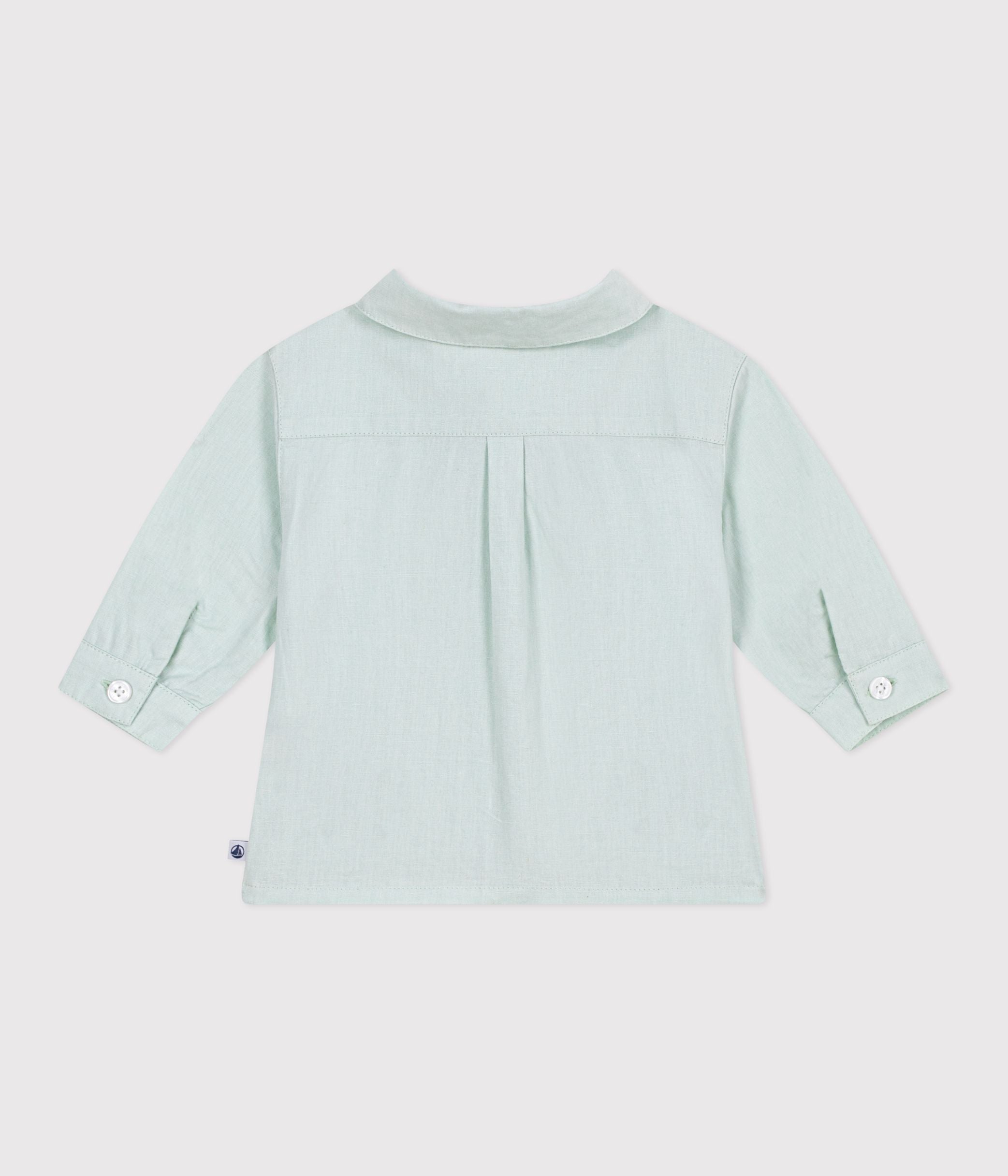 chemise-bébé-en-coton/lin-à-manches-longues,-unie