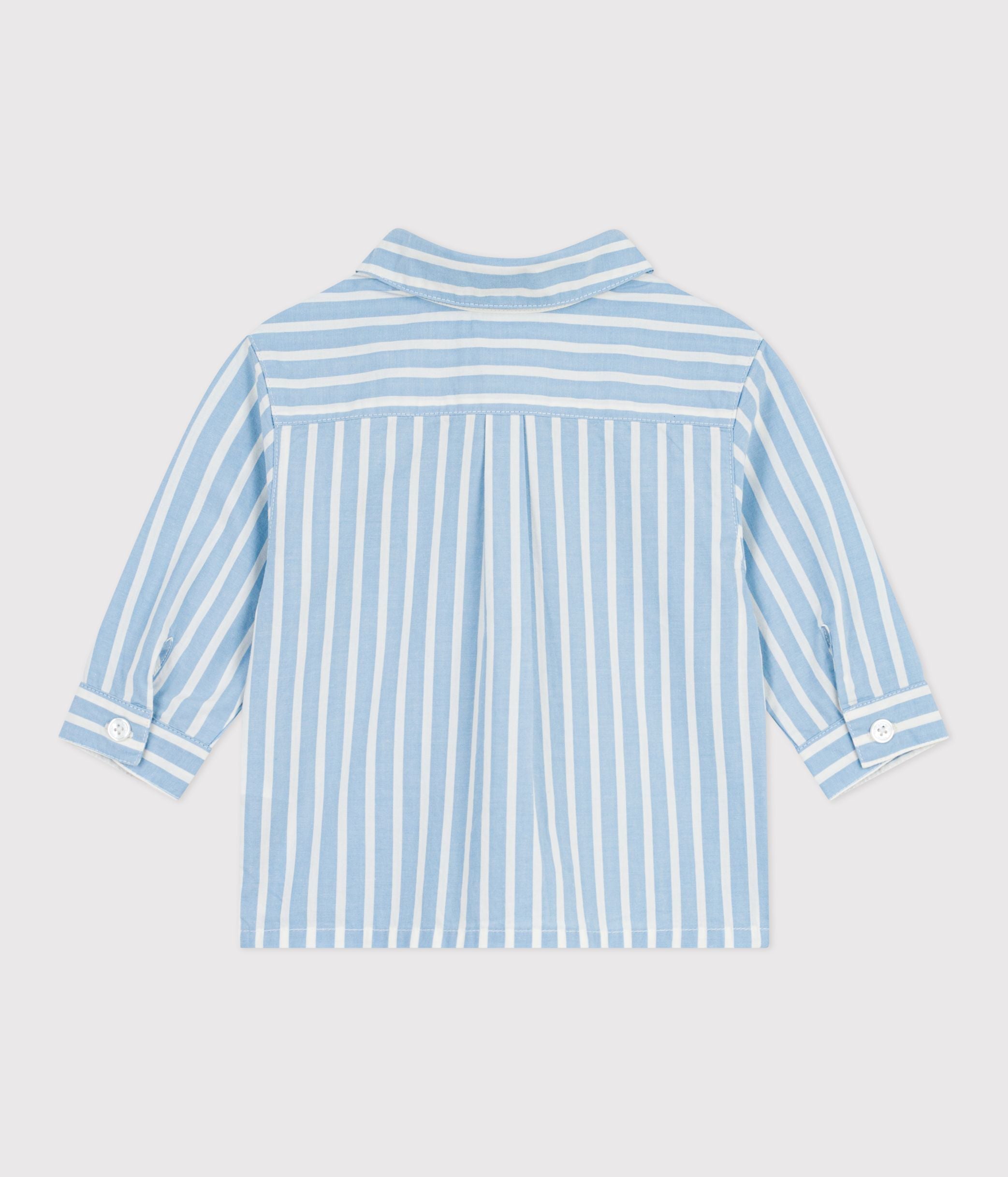 chemise-bébé-en-coton-à-manches-longues,-rayée