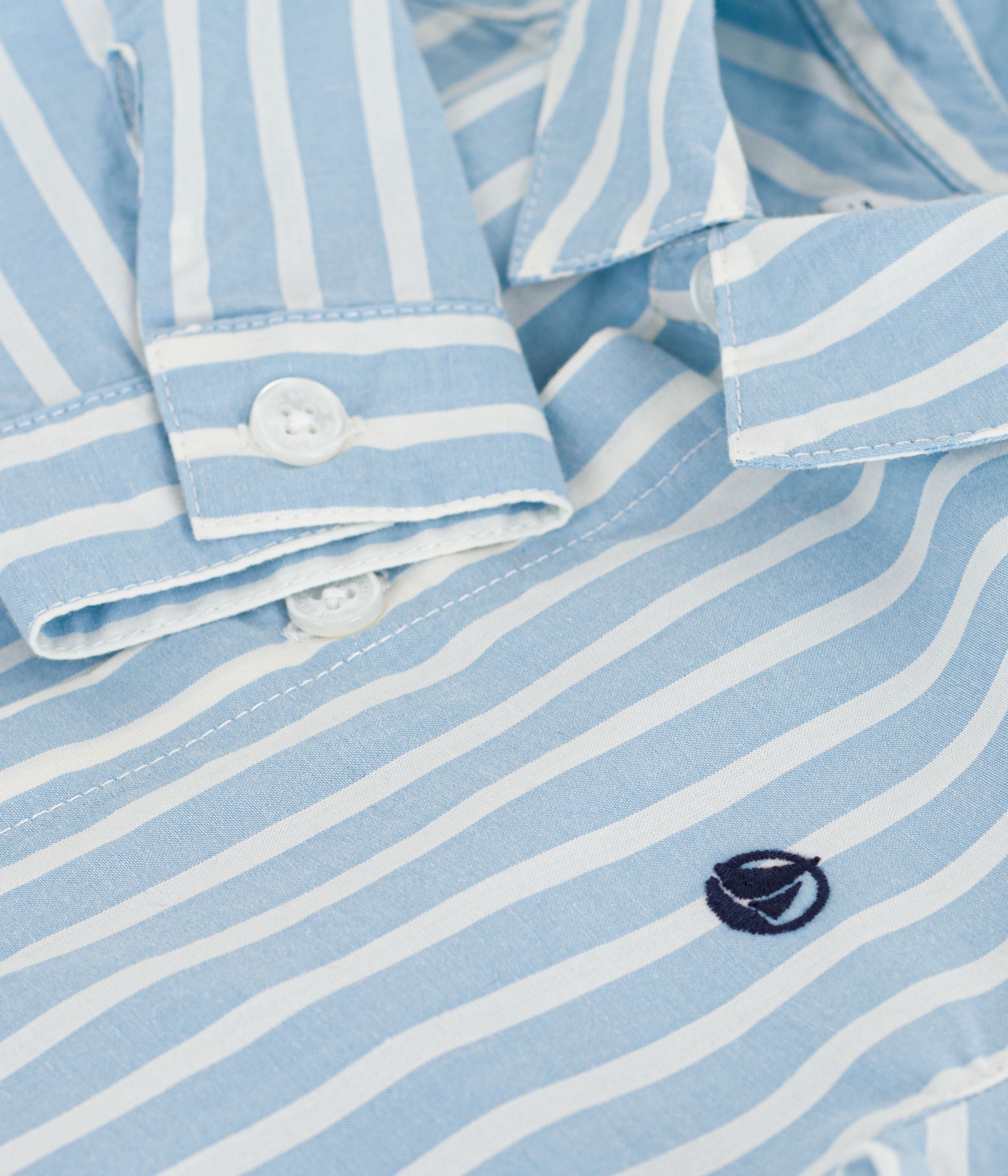 chemise-bébé-en-coton-à-manches-longues,-rayée