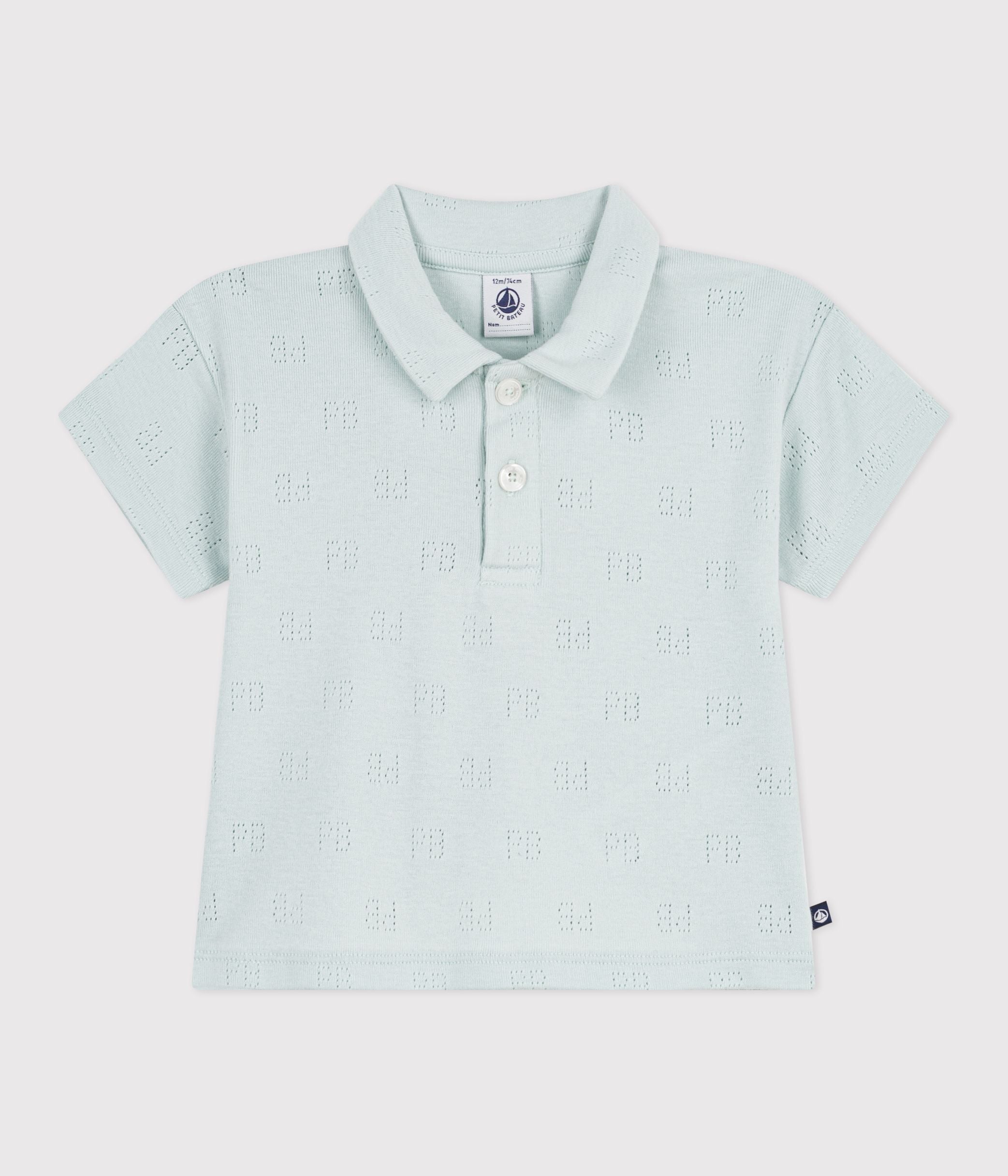 polo-bébé-en-coton-ajouré-à-manches-courtes-à-motifs
