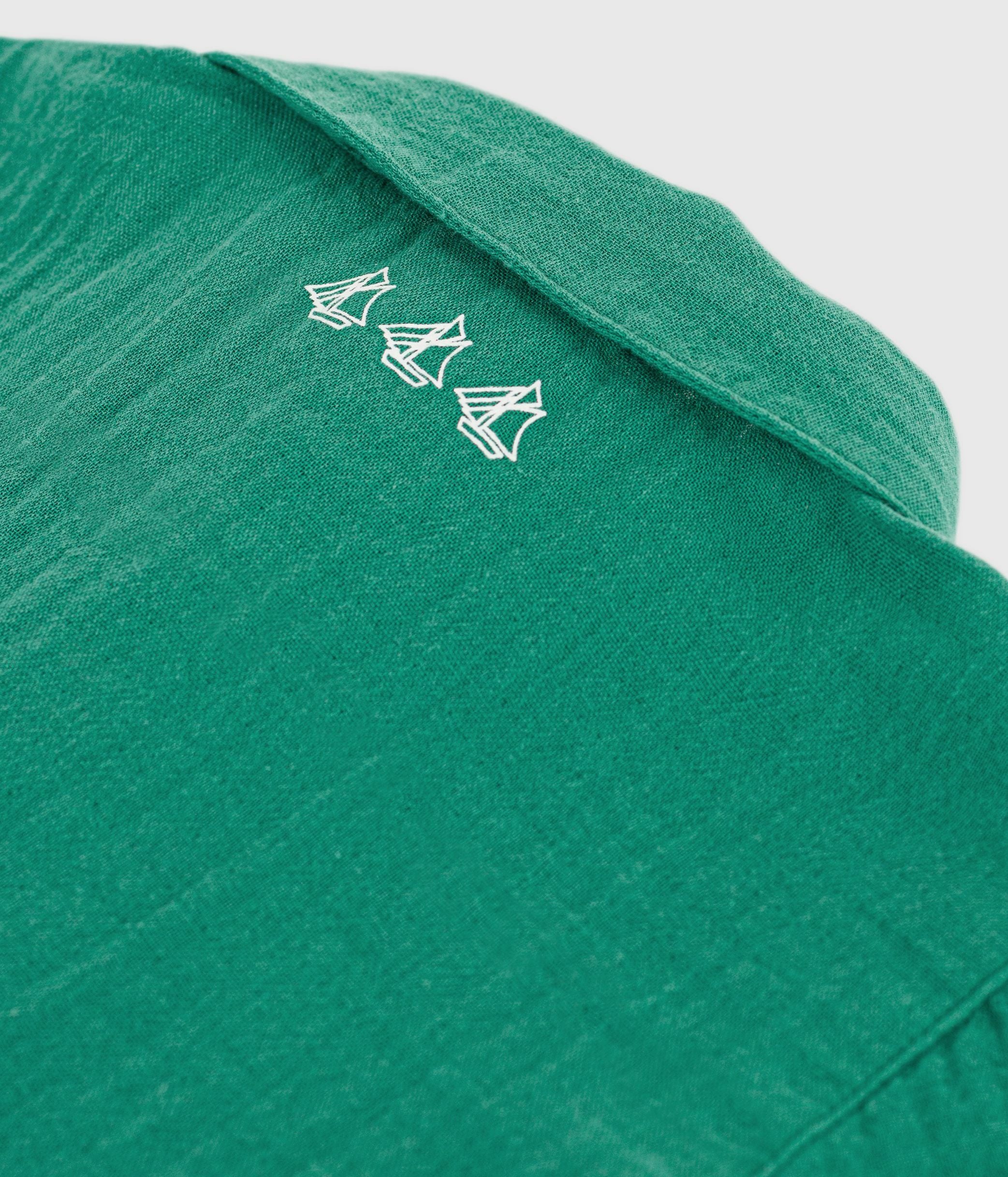 chemise-bébé-en-coton/lin-à-manches-courtes,-unie