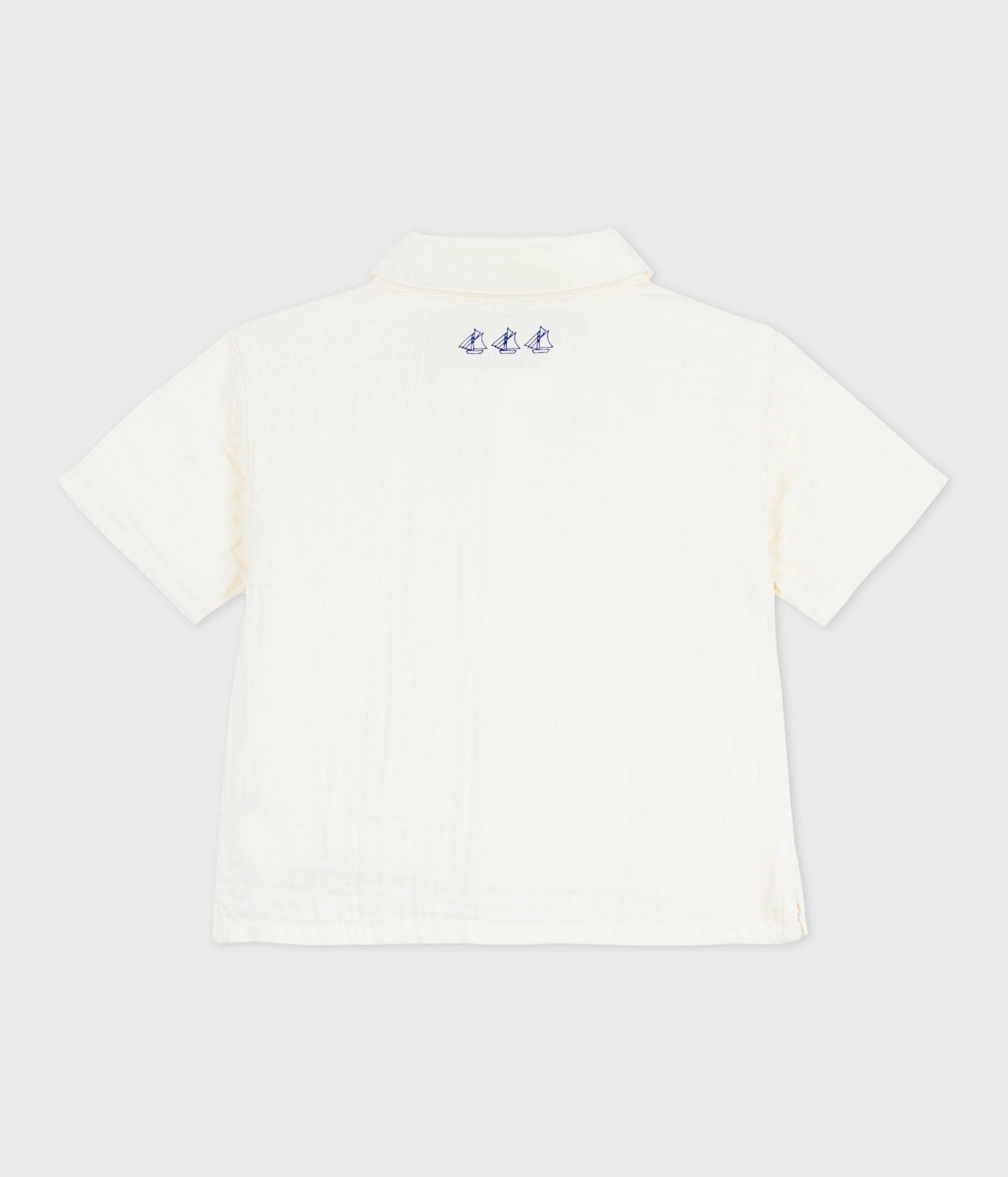 chemise-bébé-en-coton/lin-à-manches-courtes,-unie