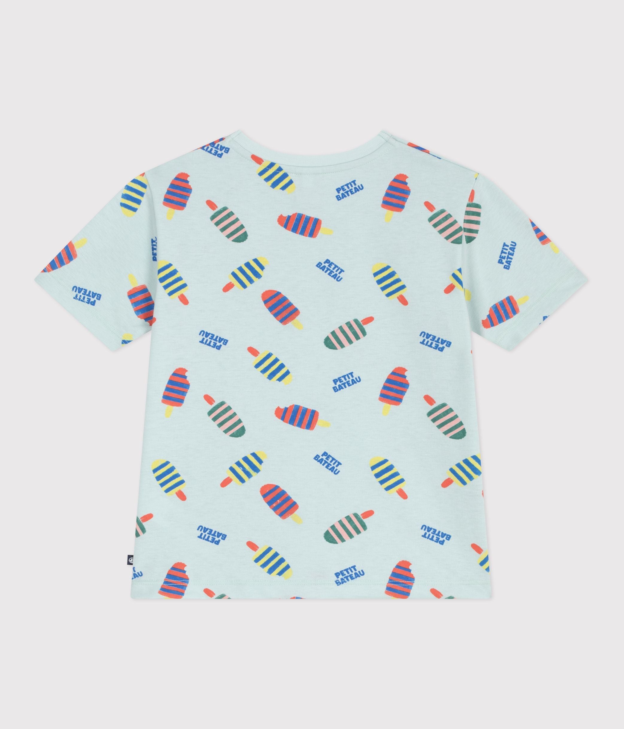 tee-shirt-enfant-manches-courtes-en-coton-imprimé-mouettes
