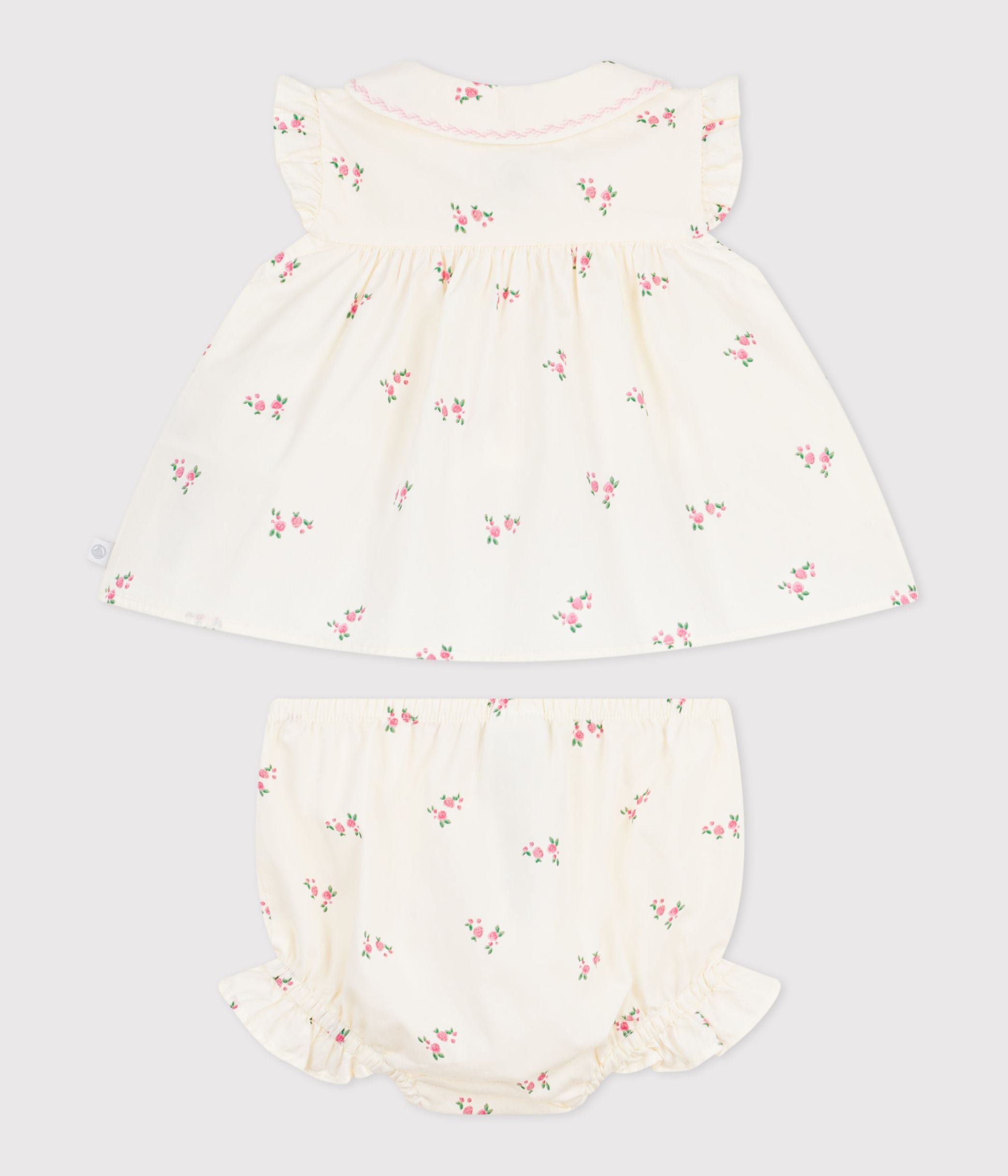 ensemble-2-pièces-bébé-en-coton,-blouse-et-bloomer-imprimés-fleurs