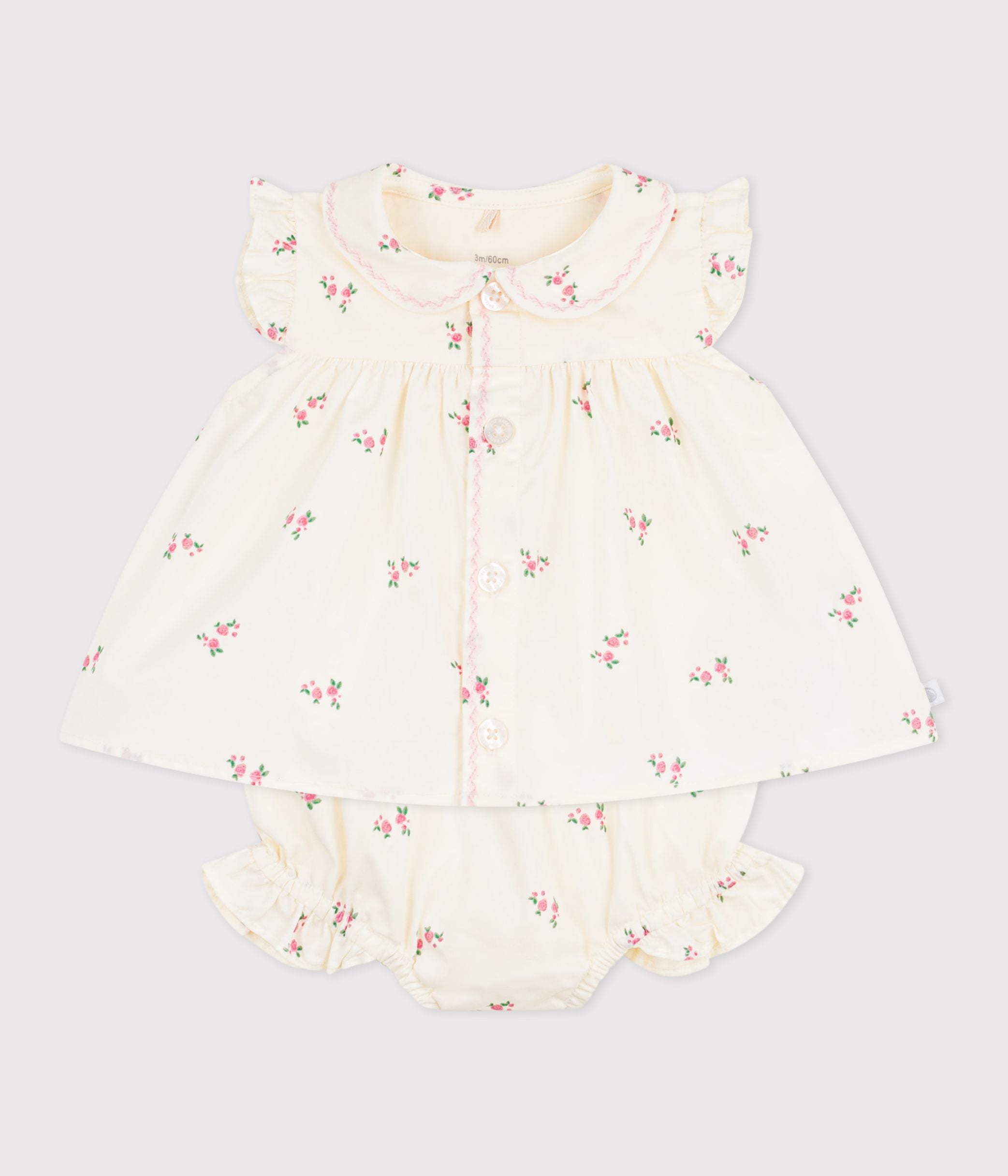 ensemble-2-pièces-bébé-en-coton,-blouse-et-bloomer-imprimés-fleurs