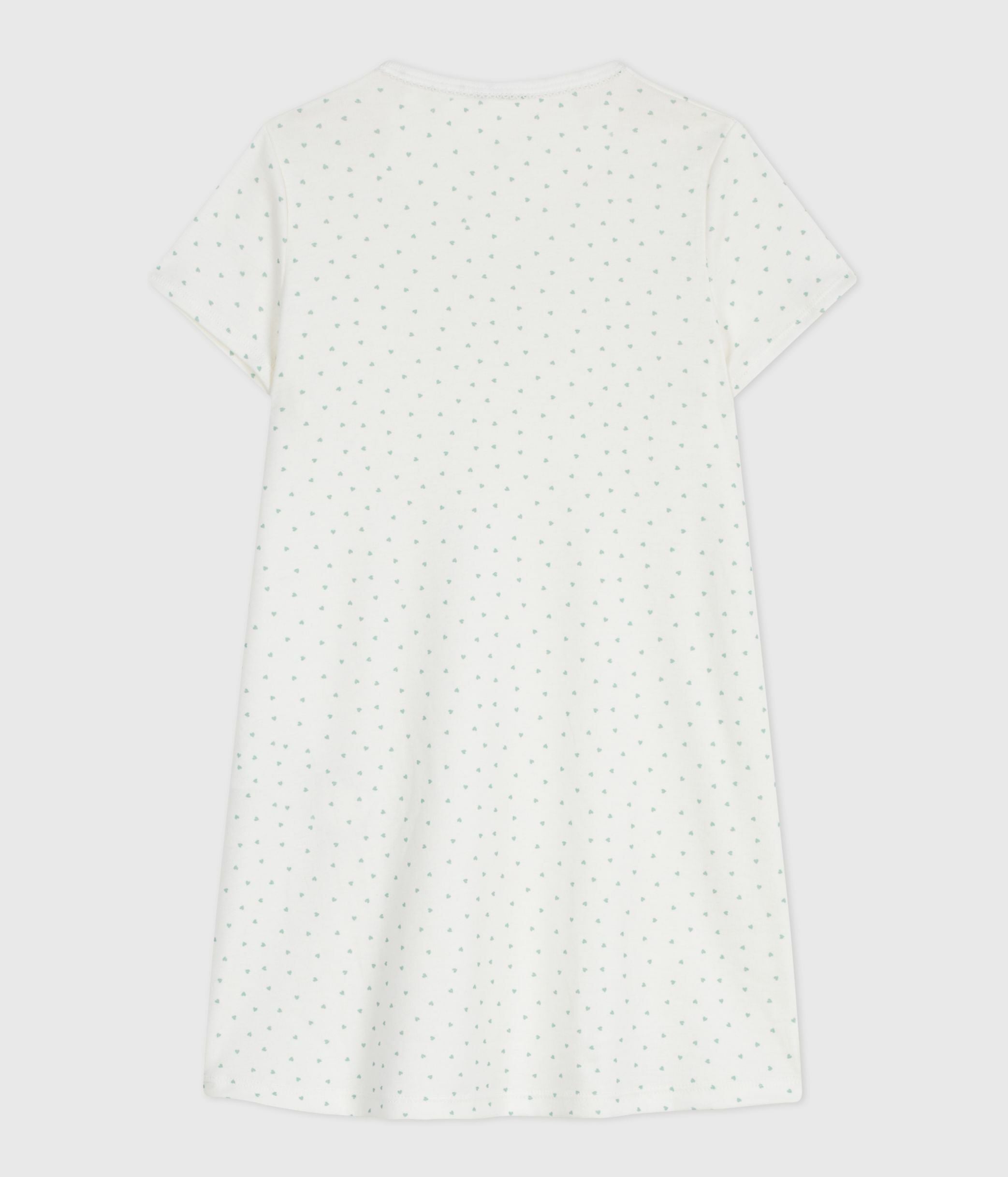chemise-de-nuit-enfant-en-coton-manches-courtes-imprimé-coeurs