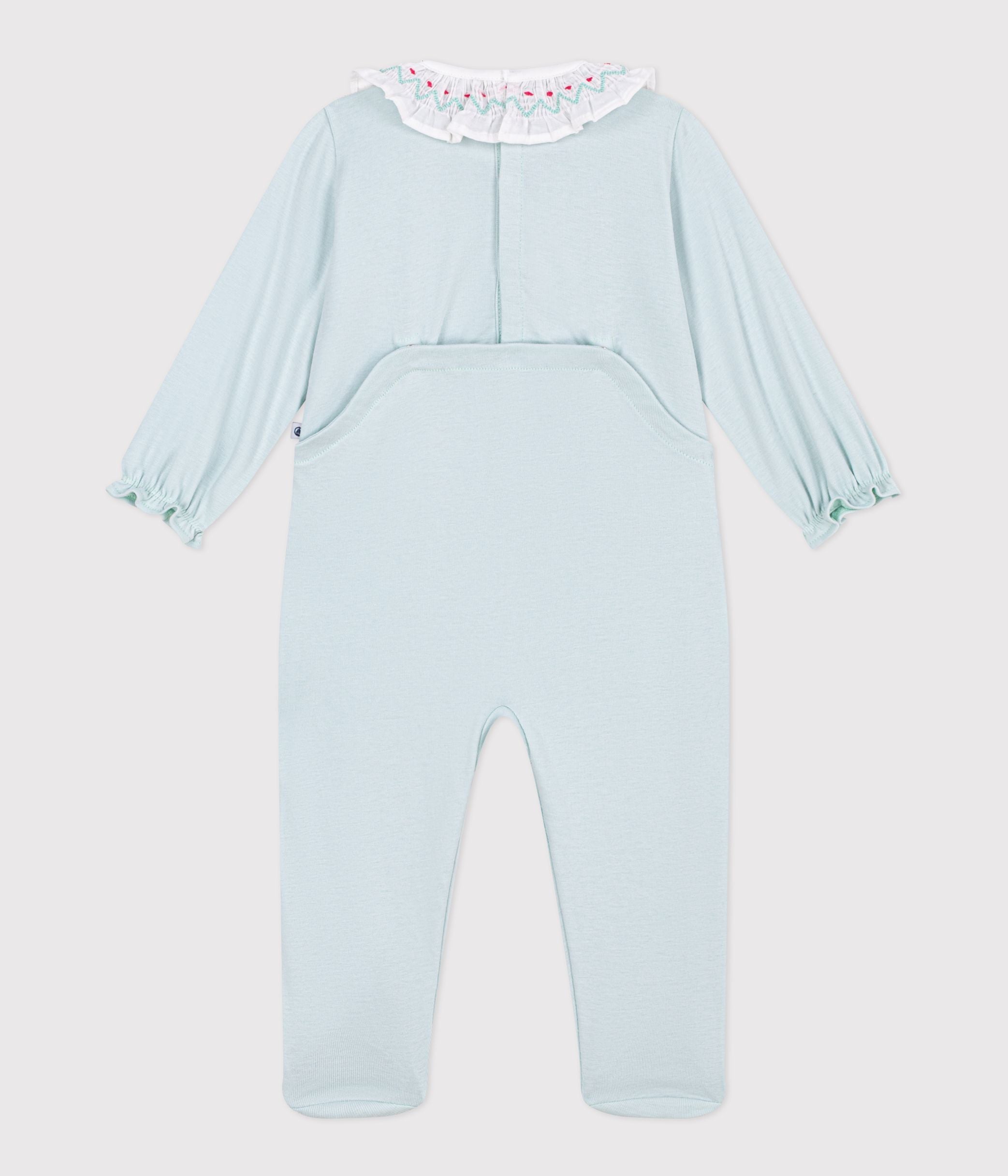 pyjama-bébé-en-coton-ouverture-au-dos-uni-à-collerette
