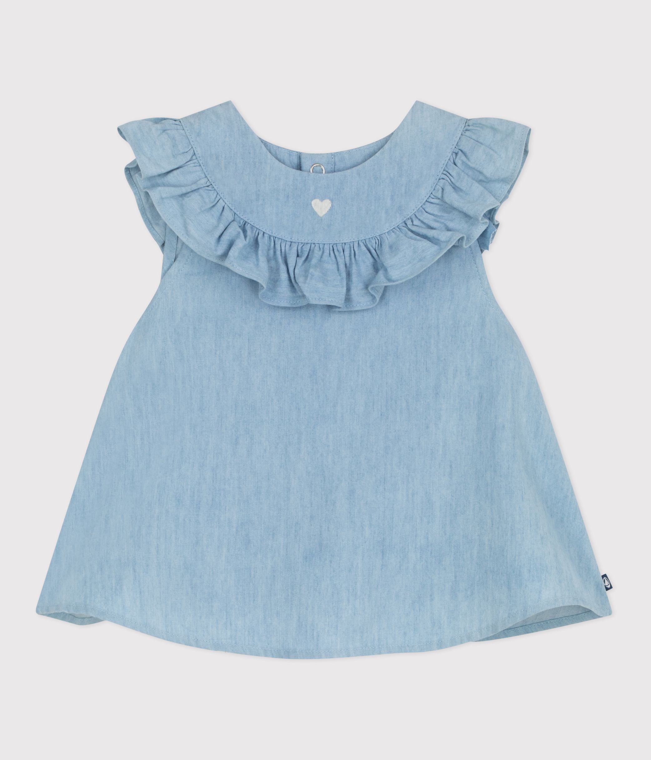 blouse-bébé-en-coton-sans-manches-en-chambray-brodé