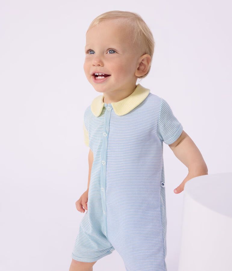 combinaison-courte-bébé-en-coton-à-col