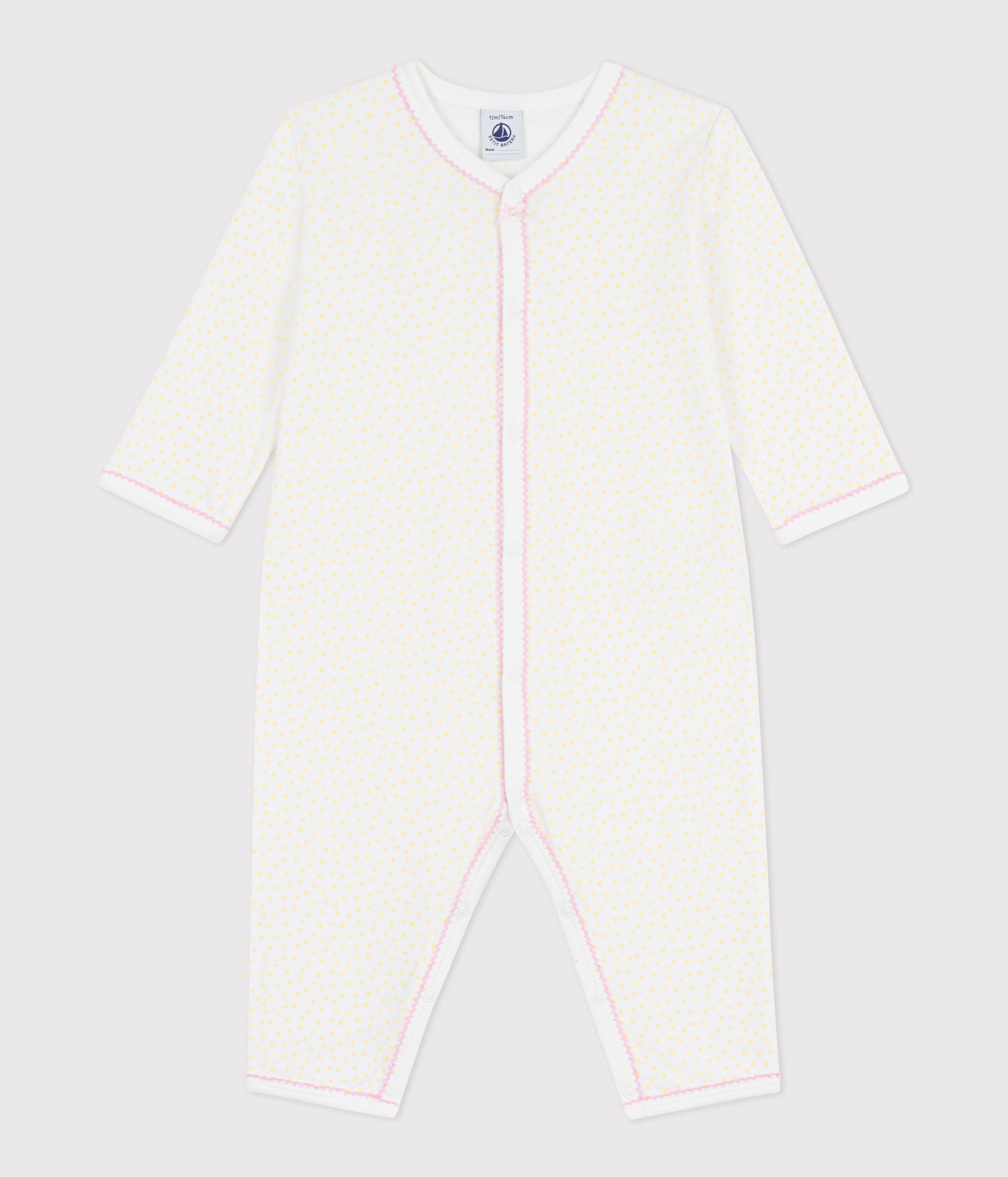 pyjama-bébé-en-coton-sans-pieds-imprimé-petits-pois