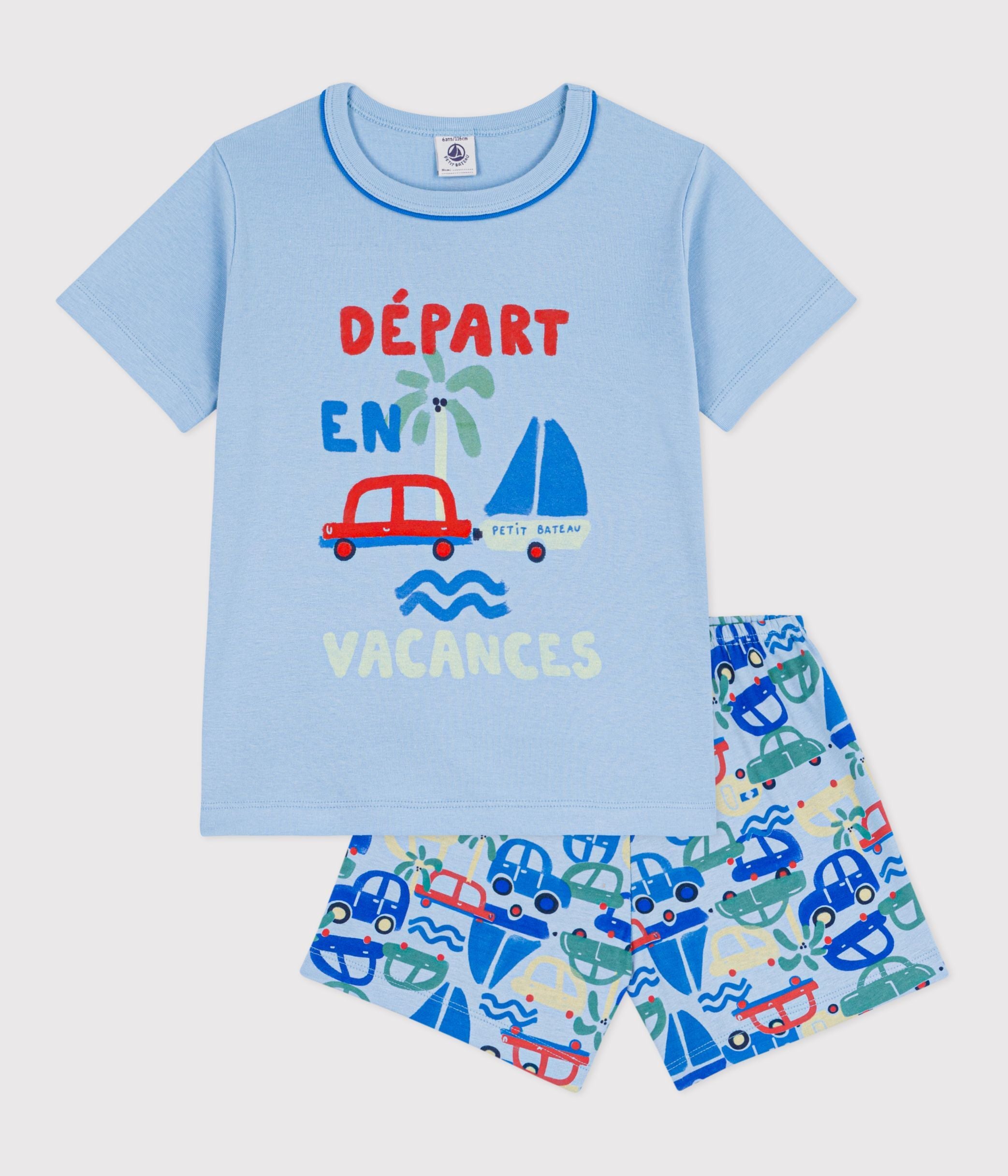pyjama-short-enfant-en-coton-imprimé-voitures