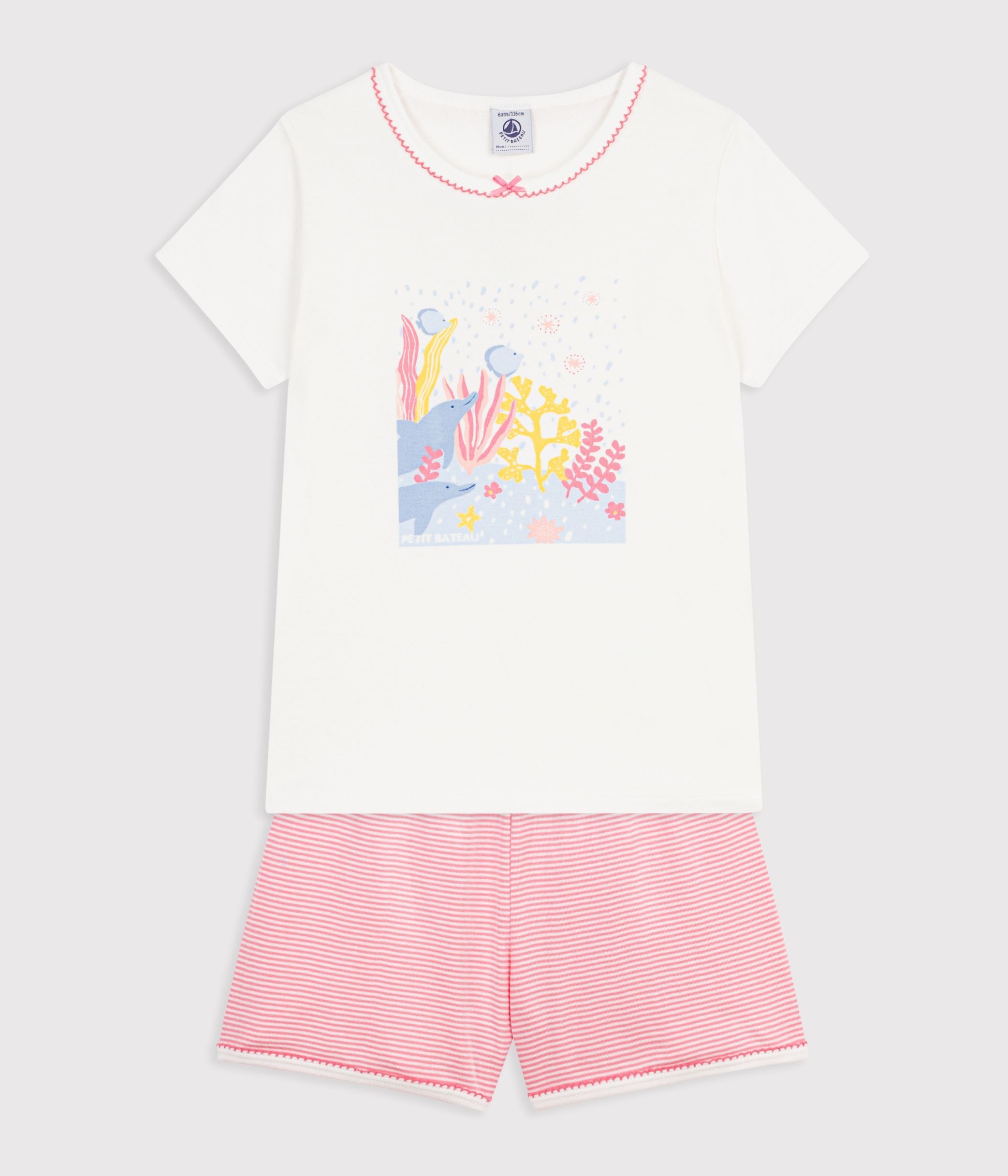 pyjama-short-enfant-en-coton-à-motif-océan