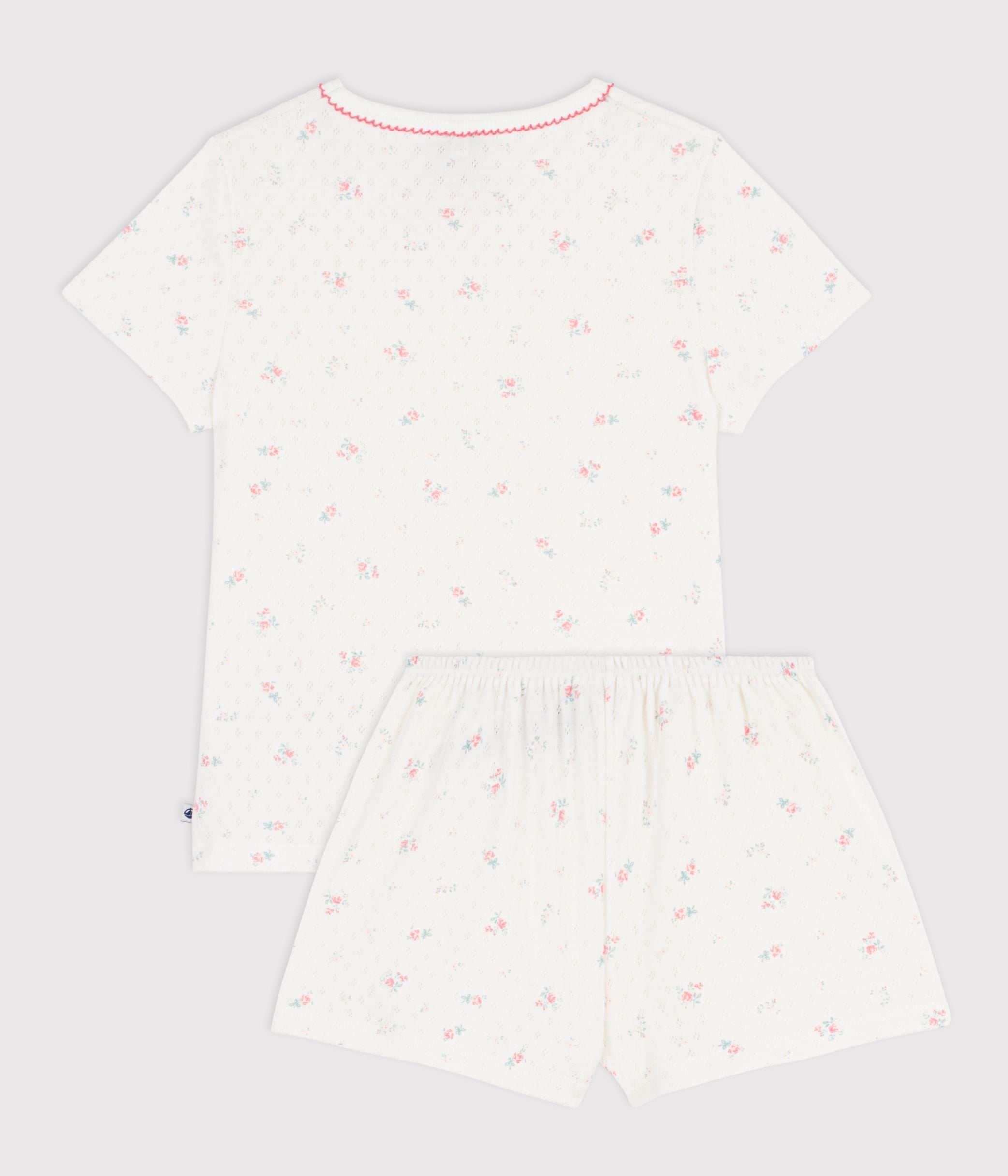 pyjama-short-enfant-en-coton-ajouré-imprimé-fleuri
