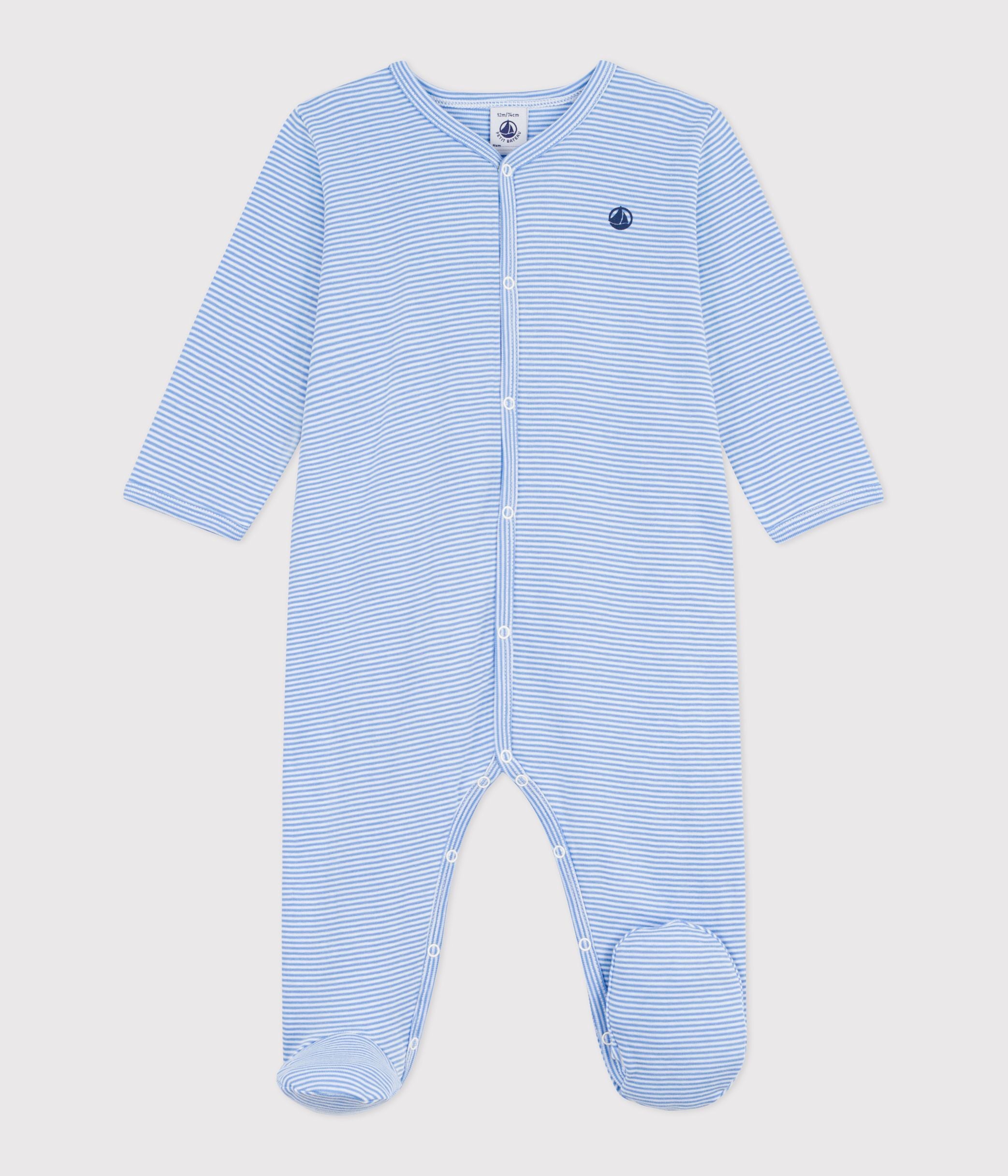 pyjama-bébé-en-coton-imprimé-à-rayures