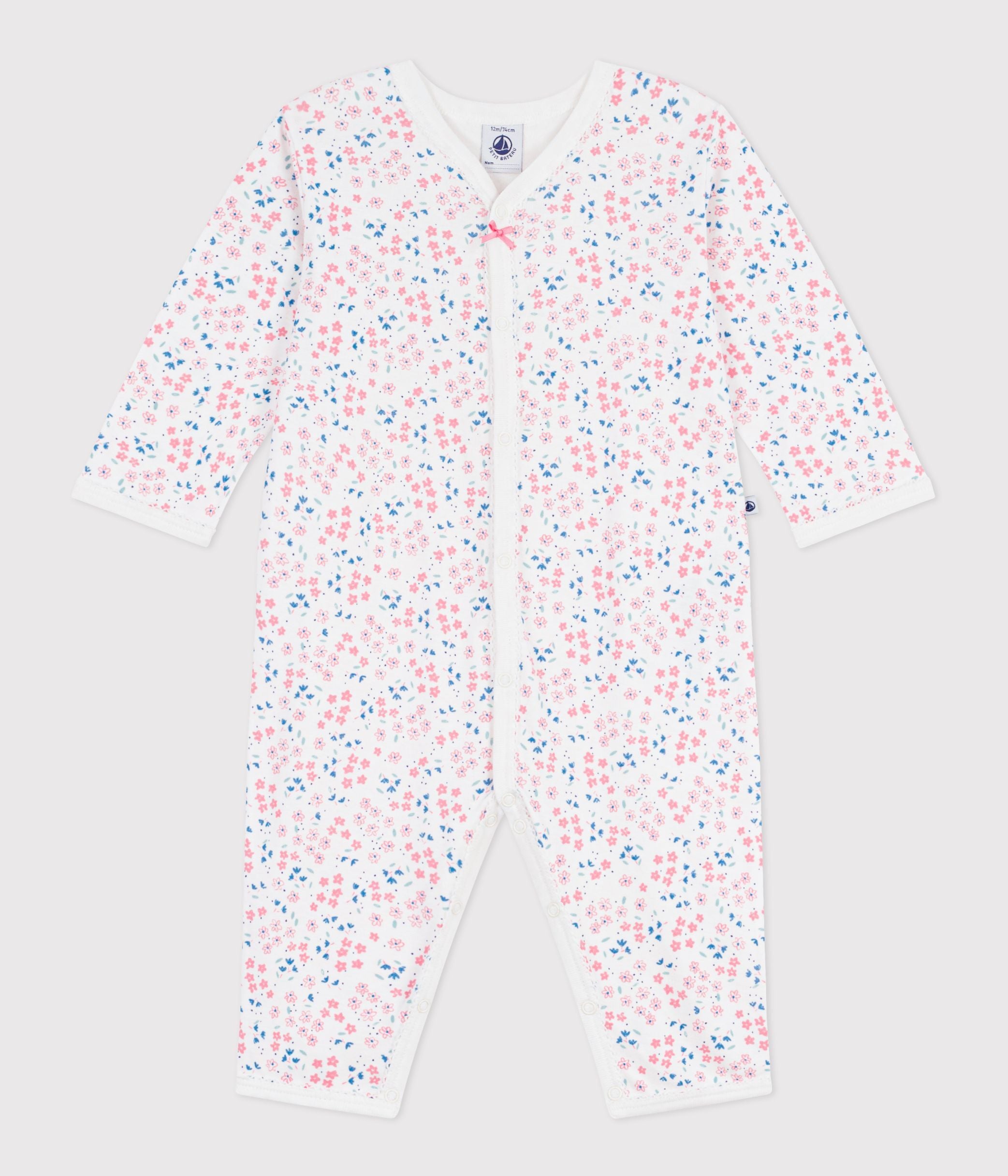 pyjama-bébé-en-coton-sans-pieds-imprimé-fleuri