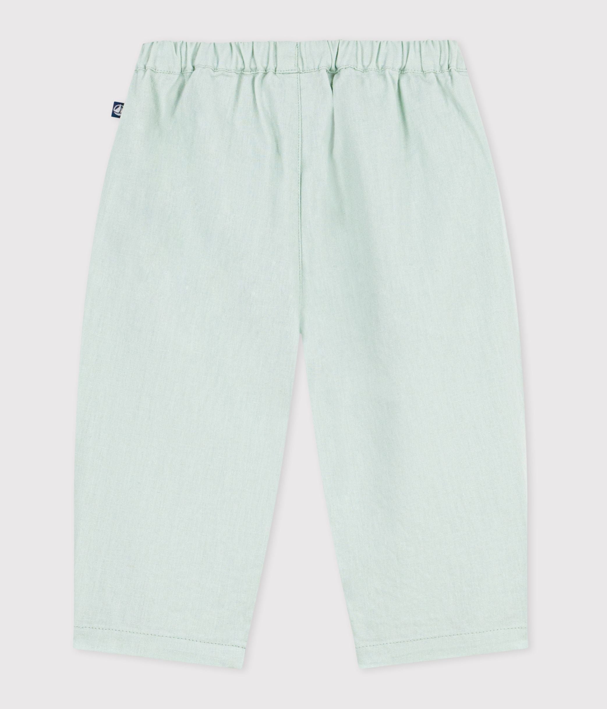 pantalon-bébé-en-coton/lin,-uni
