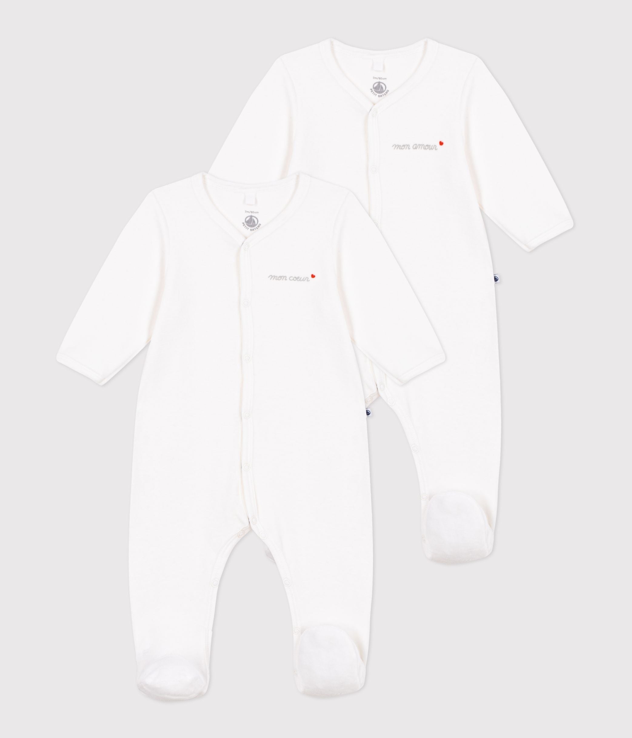 lot-de-2-pyjamas-bébé-en-velours-unis