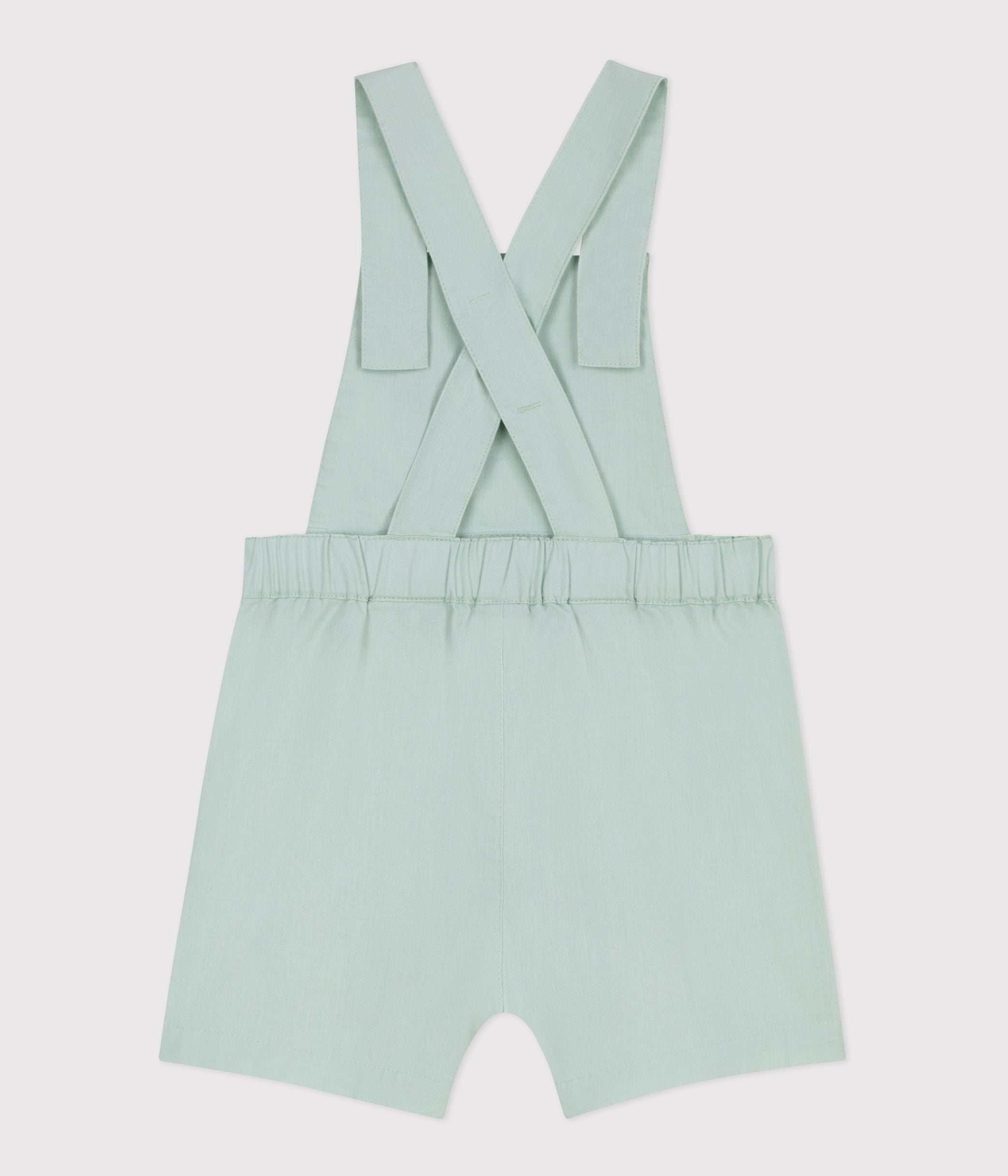 salopette-bébé-en-coton/lin-jambes-courtes,-unie