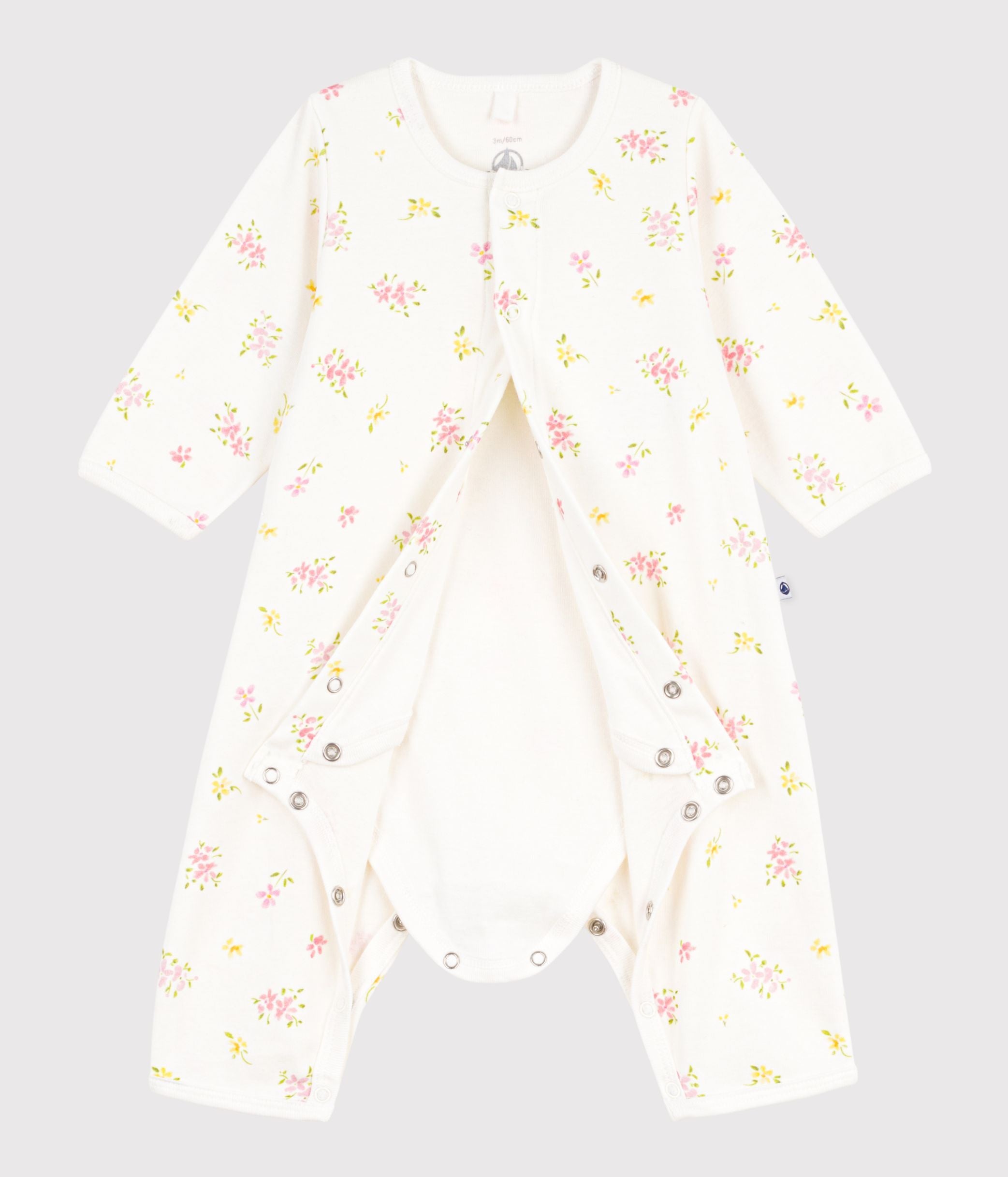 bodyjama-bébé-sans-pieds-en-coton-imprimé-fleuri