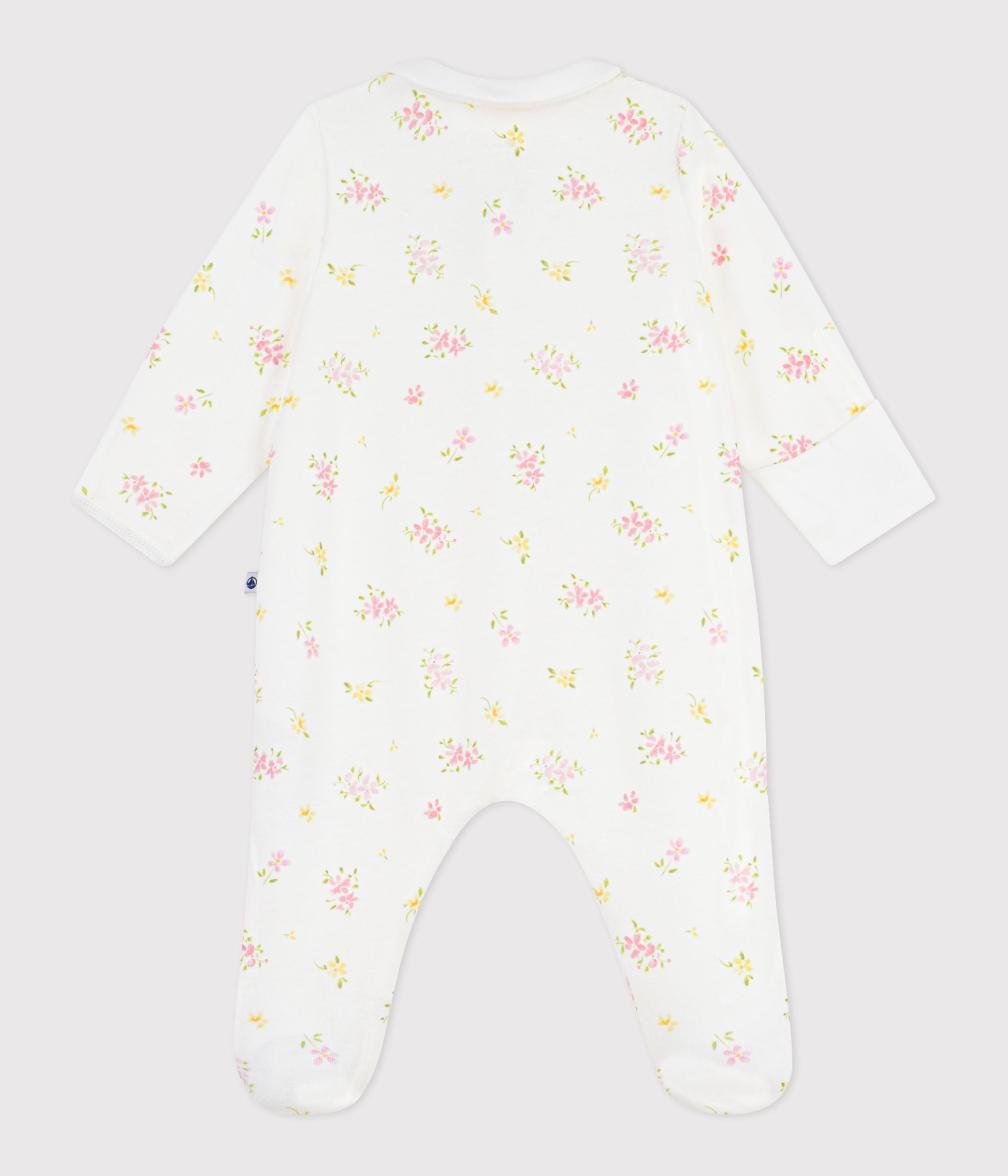 pyjama-bébé-en-coton-à-col-fleuri