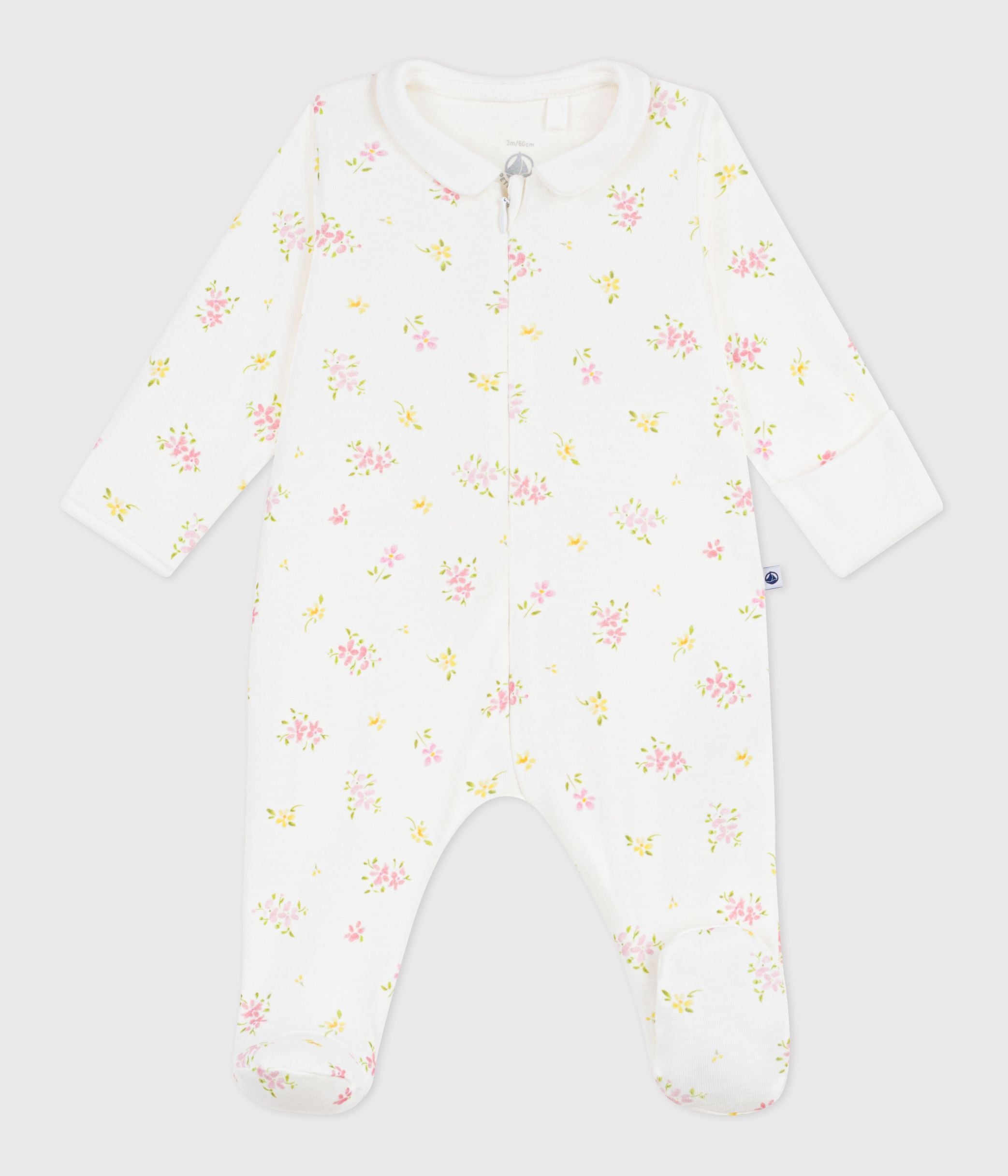 pyjama-bébé-en-coton-à-col-fleuri