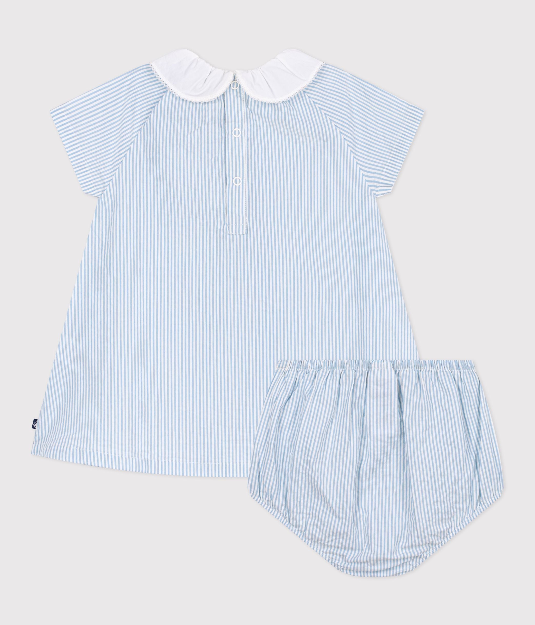 robe-bébé-en-coton-manches-courtes-et-son-bloomer,-rayés