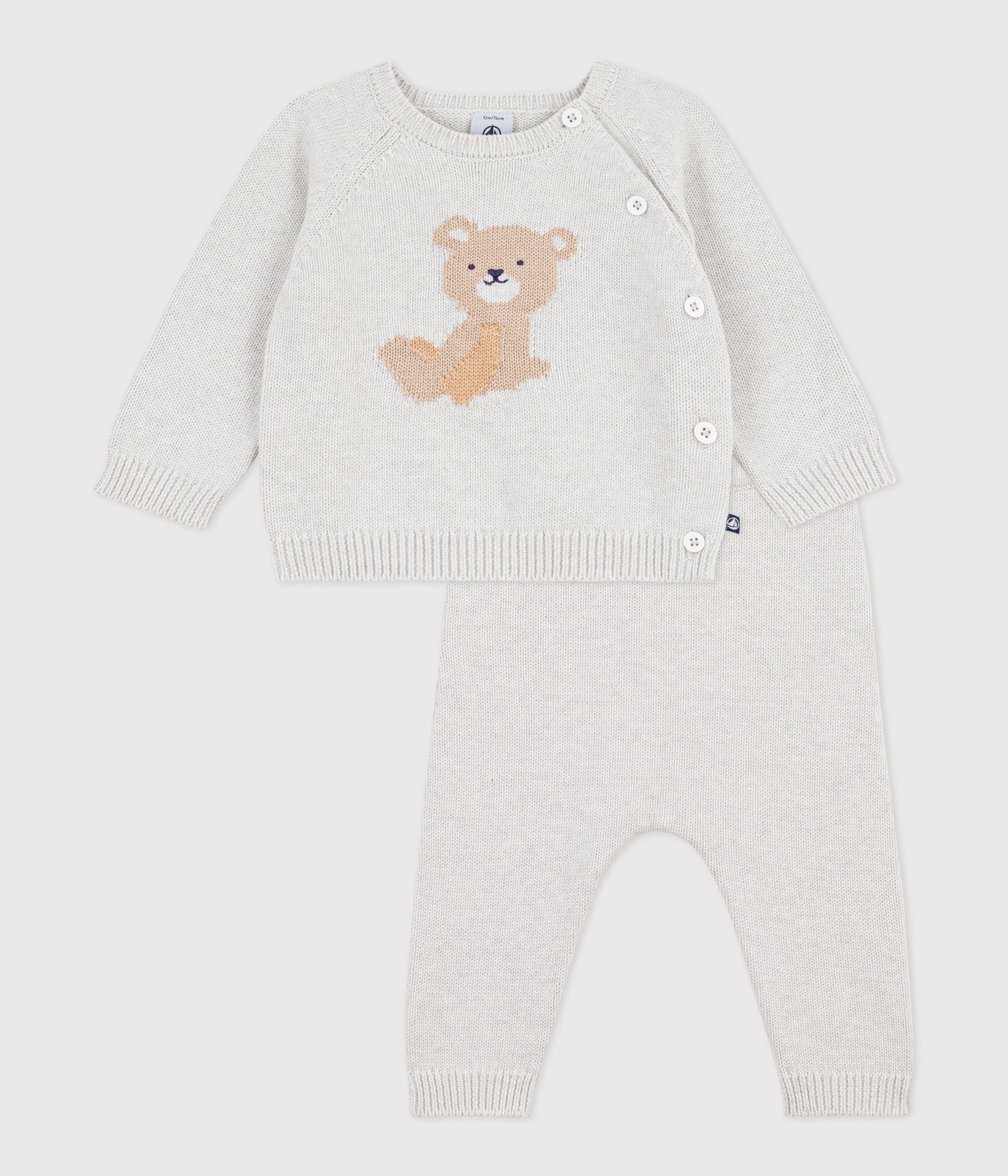 ensemble-2-pièces-bébé-en-tricot-laine-et-coton-et-motif-ourson