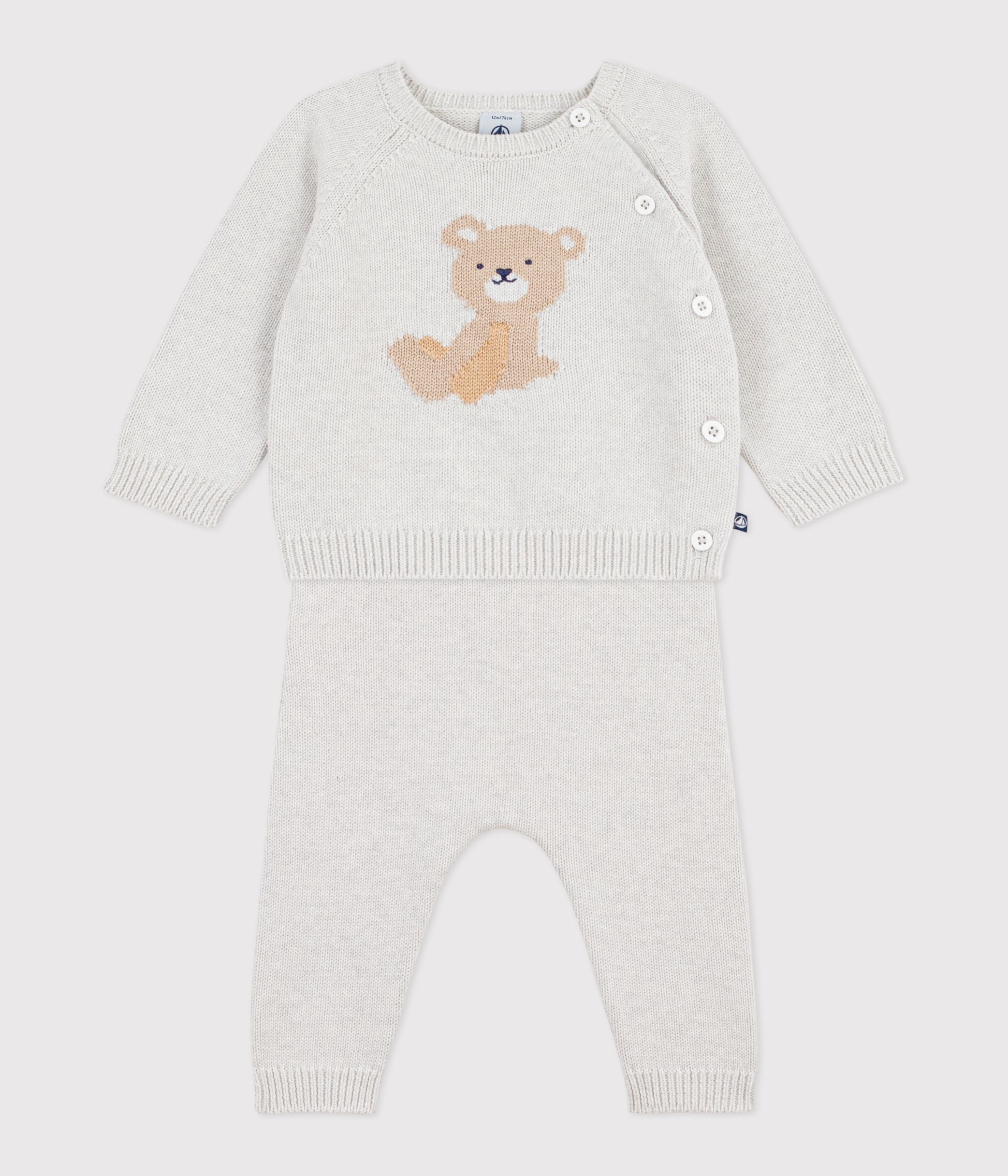 ensemble-2-pièces-bébé-en-tricot-laine-et-coton-et-motif-ourson