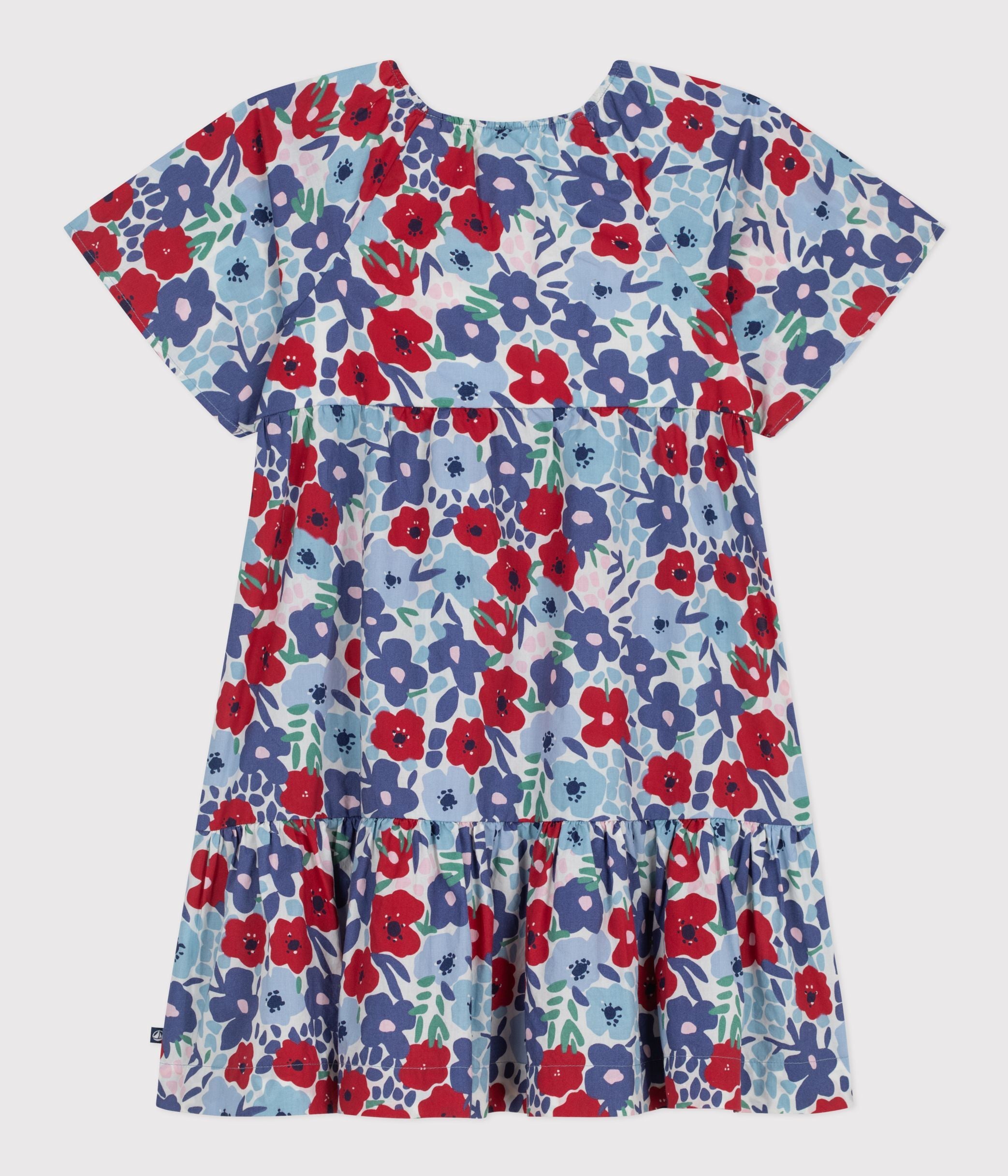 robe-enfant-manches-courtes-en-coton-imprimée-fleurs