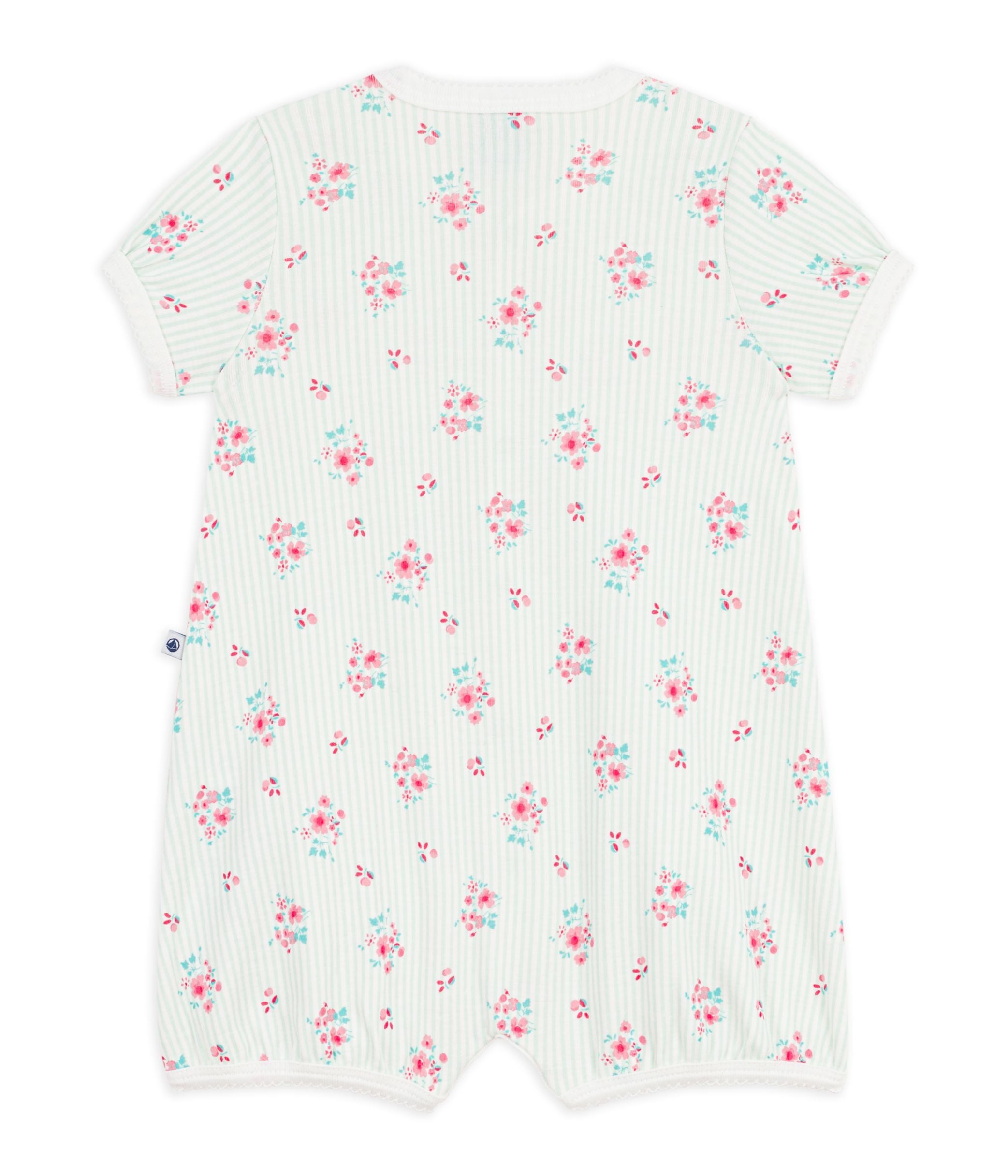 combinaison-courte-bébé-en-coton-fleuri