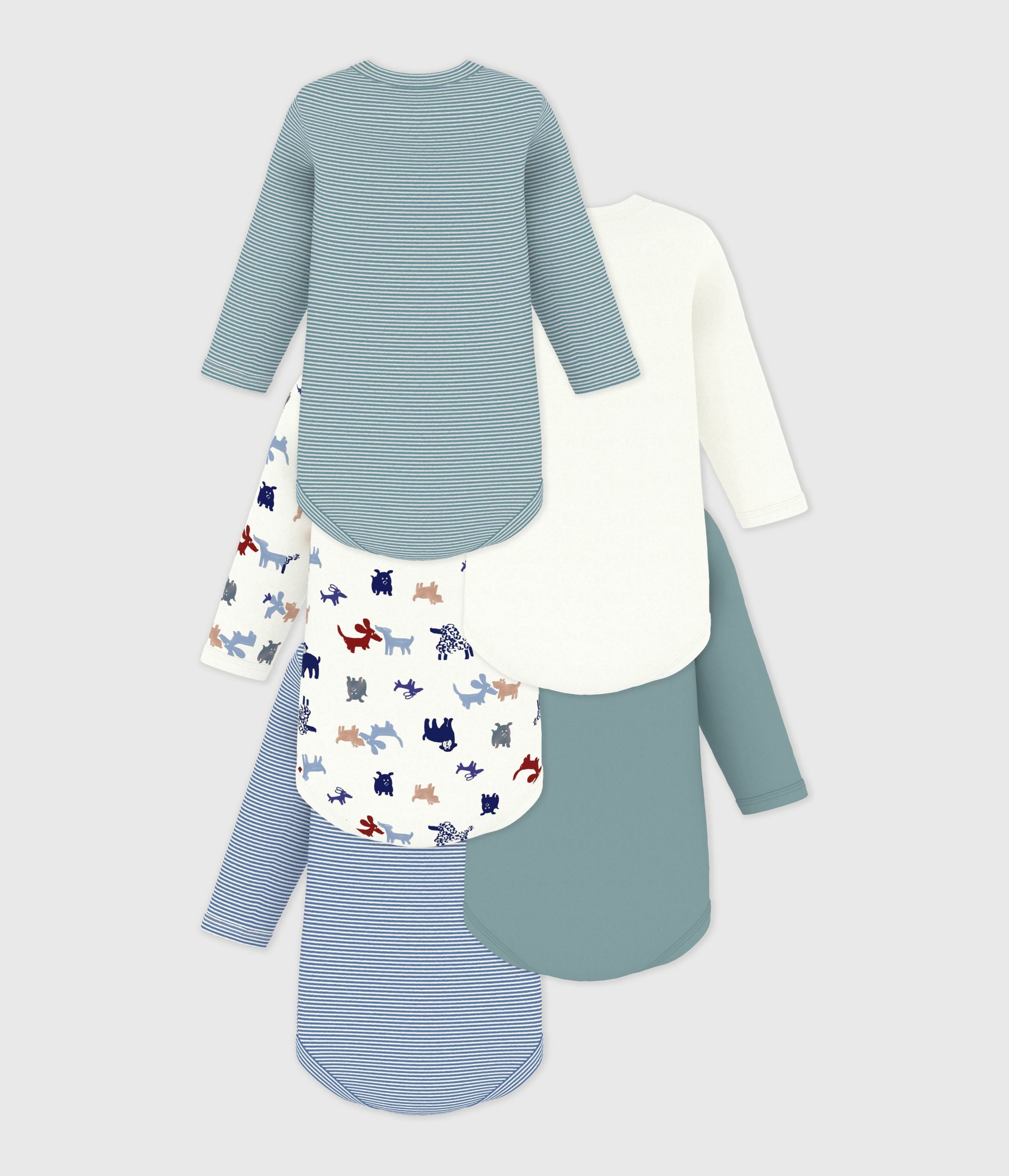 lot-de-5-bodies-manches-longues-en-coton-imprimé-bébé