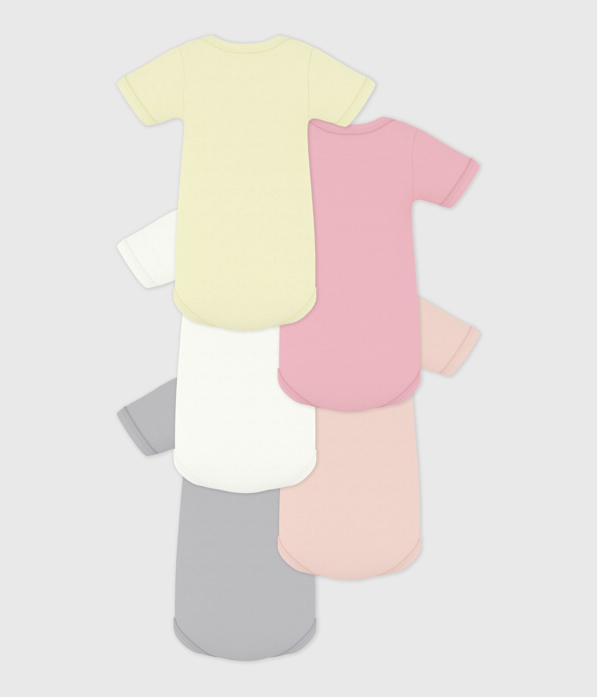 lot-de-5-bodies-manches-courtes-en-coton-uni-bébé