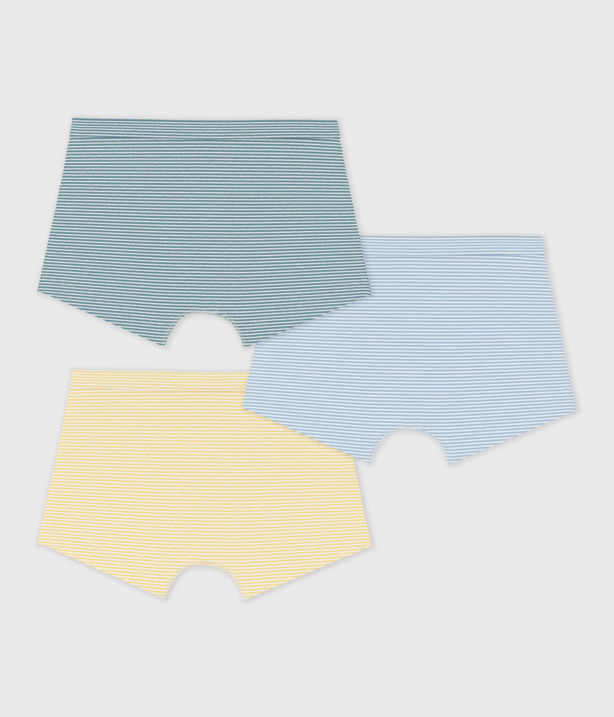 lot-de-3-boxers-enfant-en-coton-à-ceinture-colletée-à-rayures