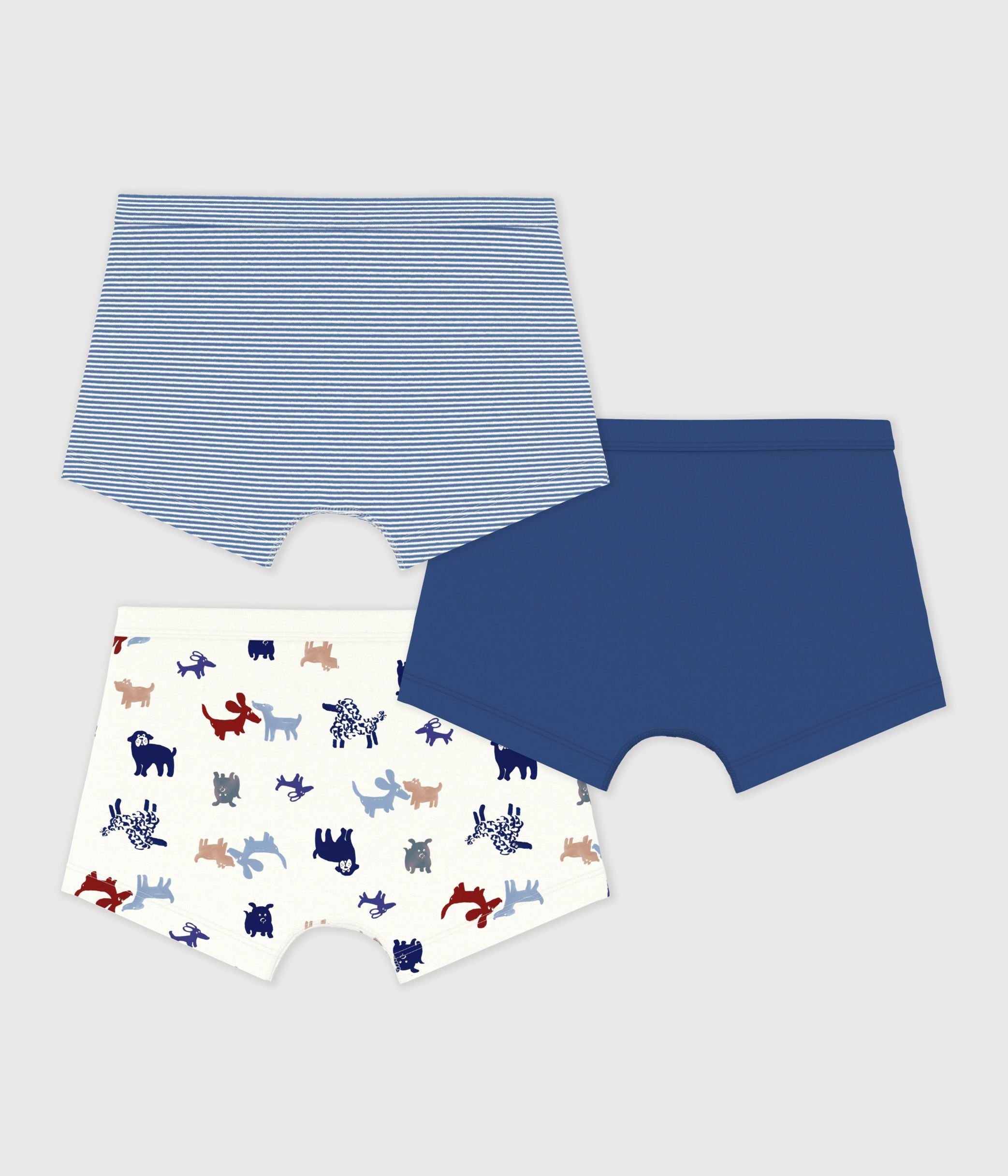 lot-de-3-boxers-enfant-en-coton-à-ceinture-colletée-imprimé-chiens