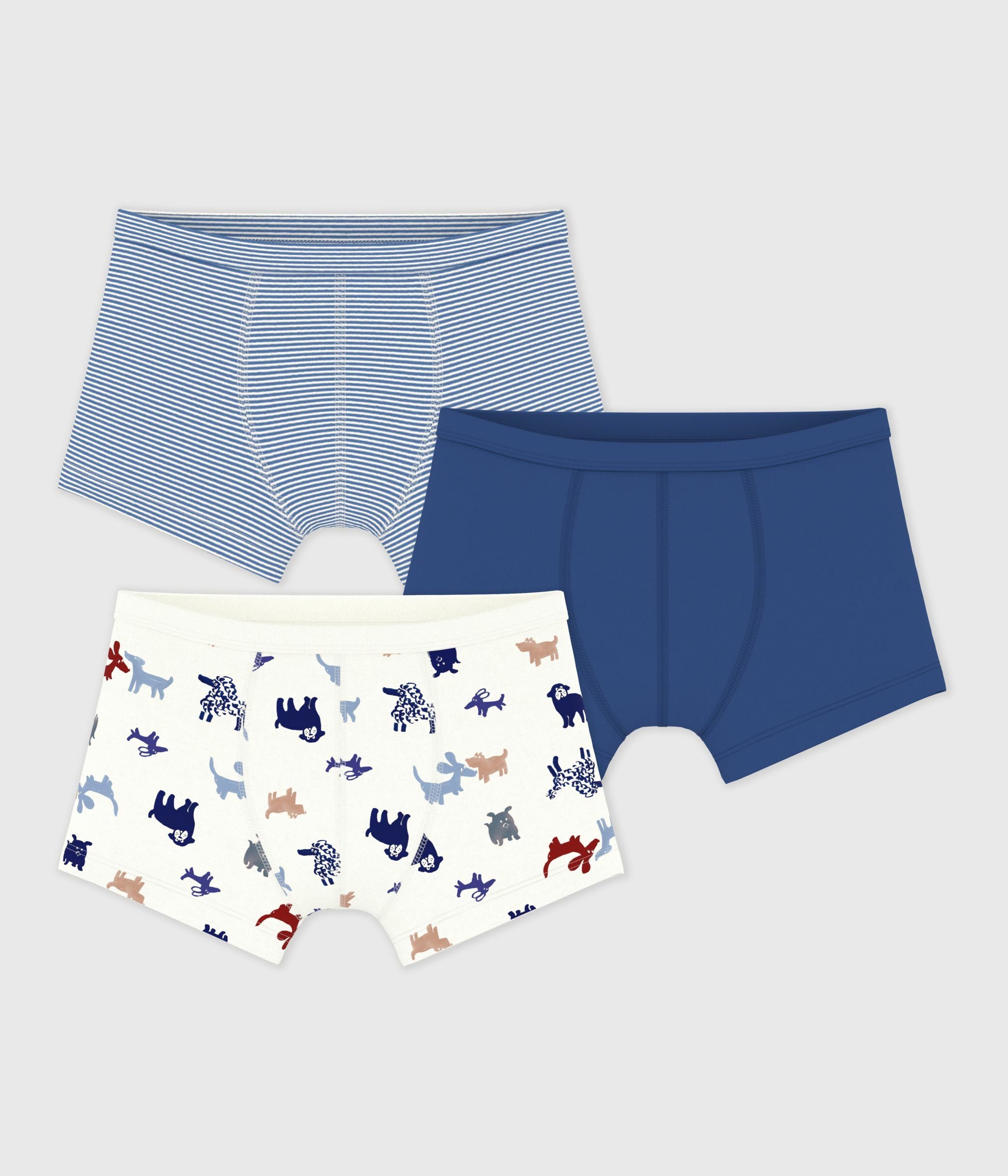 lot-de-3-boxers-enfant-en-coton-à-ceinture-colletée-imprimé-chiens