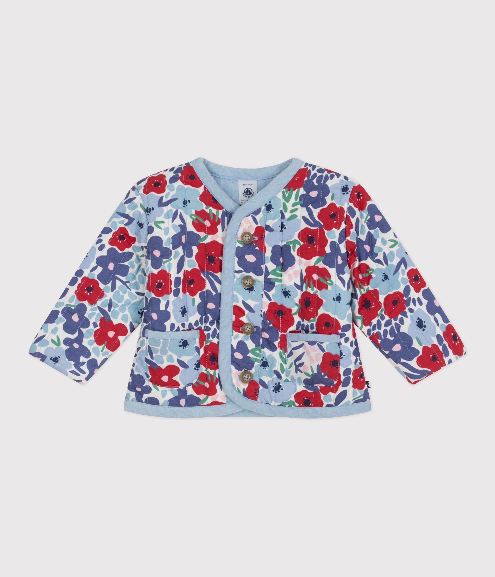veste-bébé-en-coton-matelassée,-imprimée-fleurs
