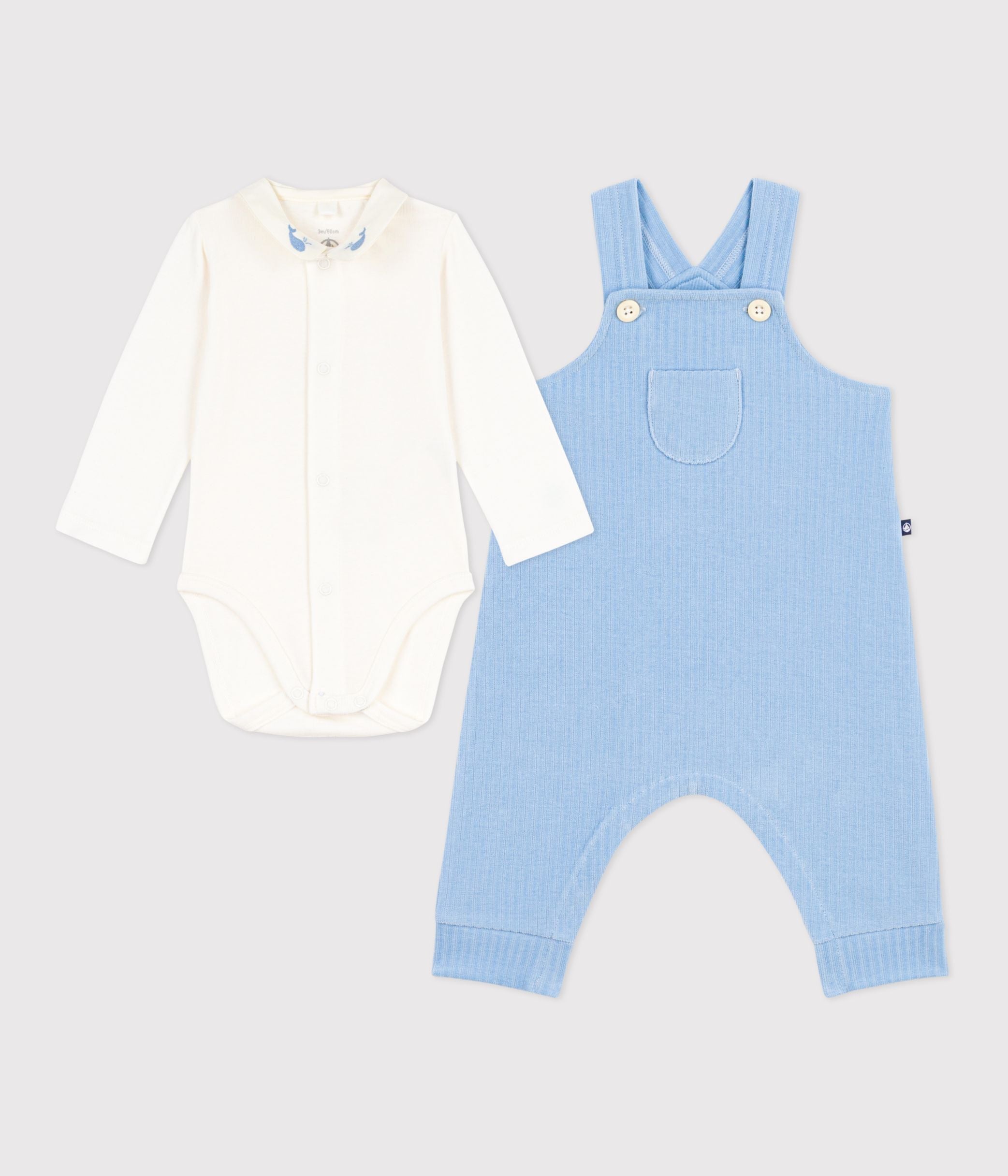 ensemble-salopette/body-bébé-en-coton-uni-et-détails-brodés