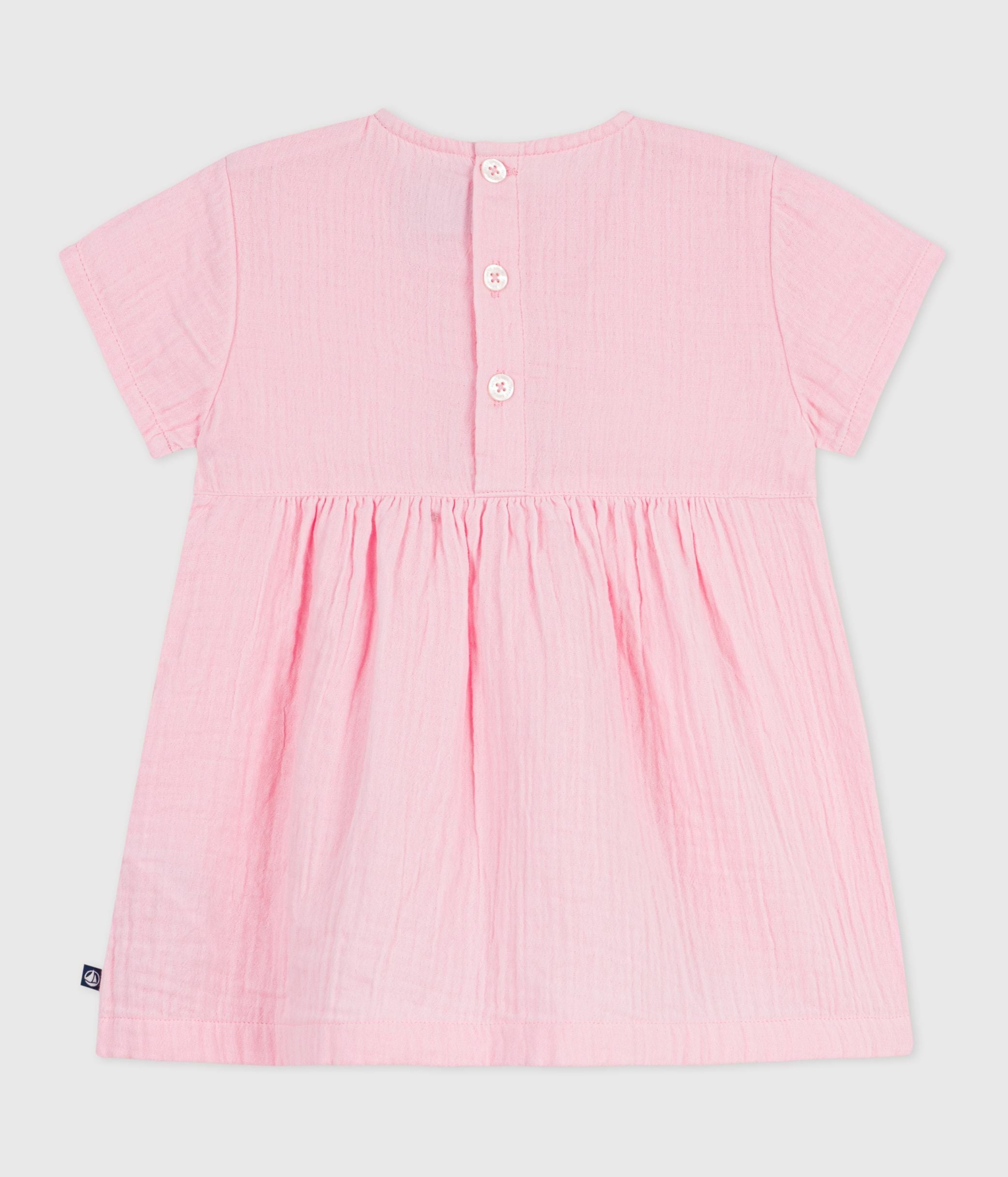 robe-bébé-en-coton-manches-courtes-unie